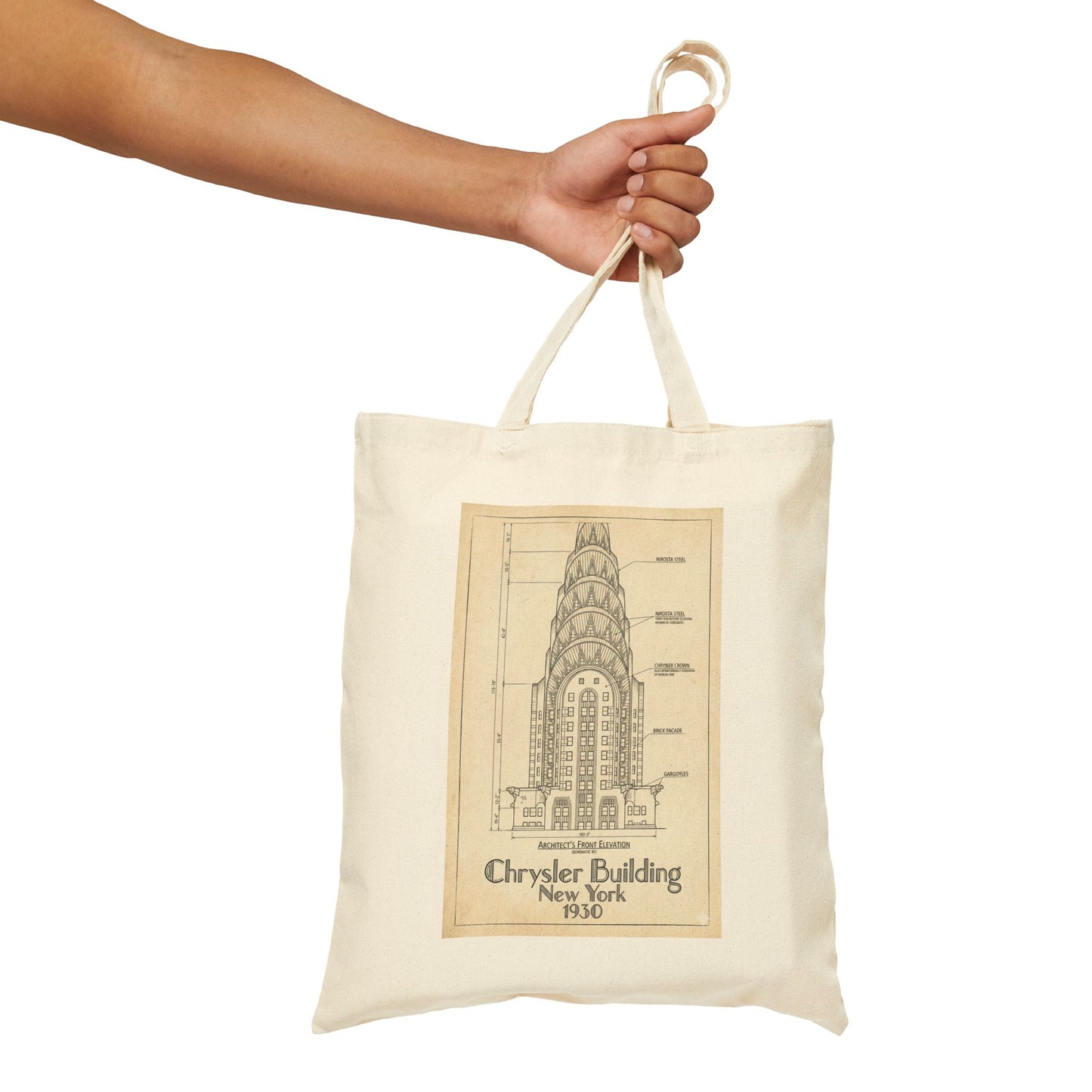 Chrysler Building New York Vintage Blueprint Tote Bag