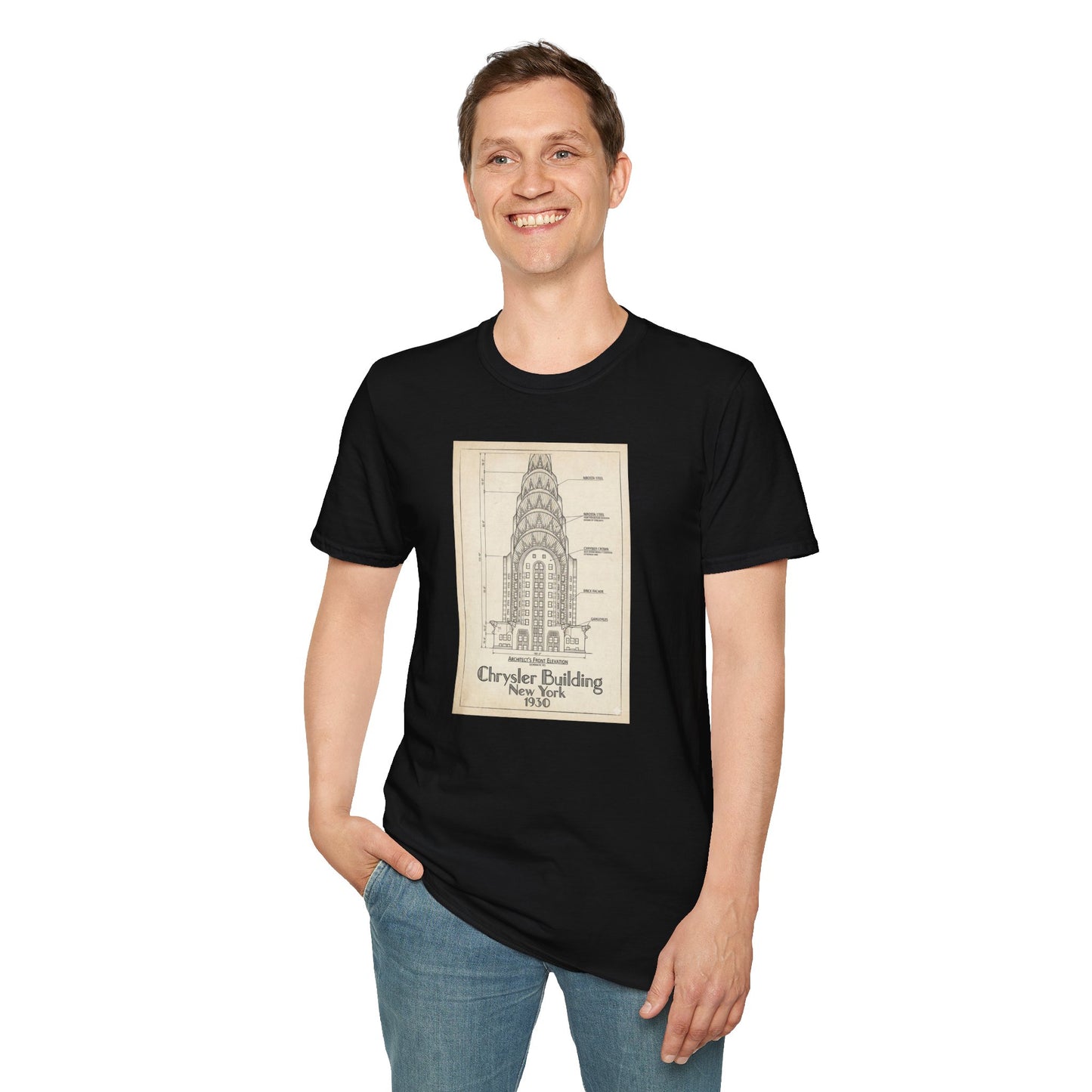 Chrysler Building Vintage Blueprint Tee — New York Architectural Sketch T-Shirt