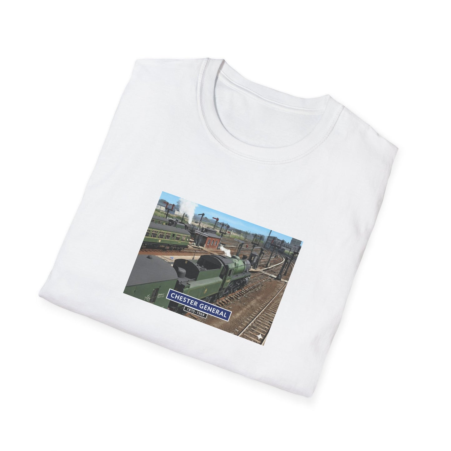 BR 1960's railway scene  Chester Central Station  Unisex Softstyle T-Shirt