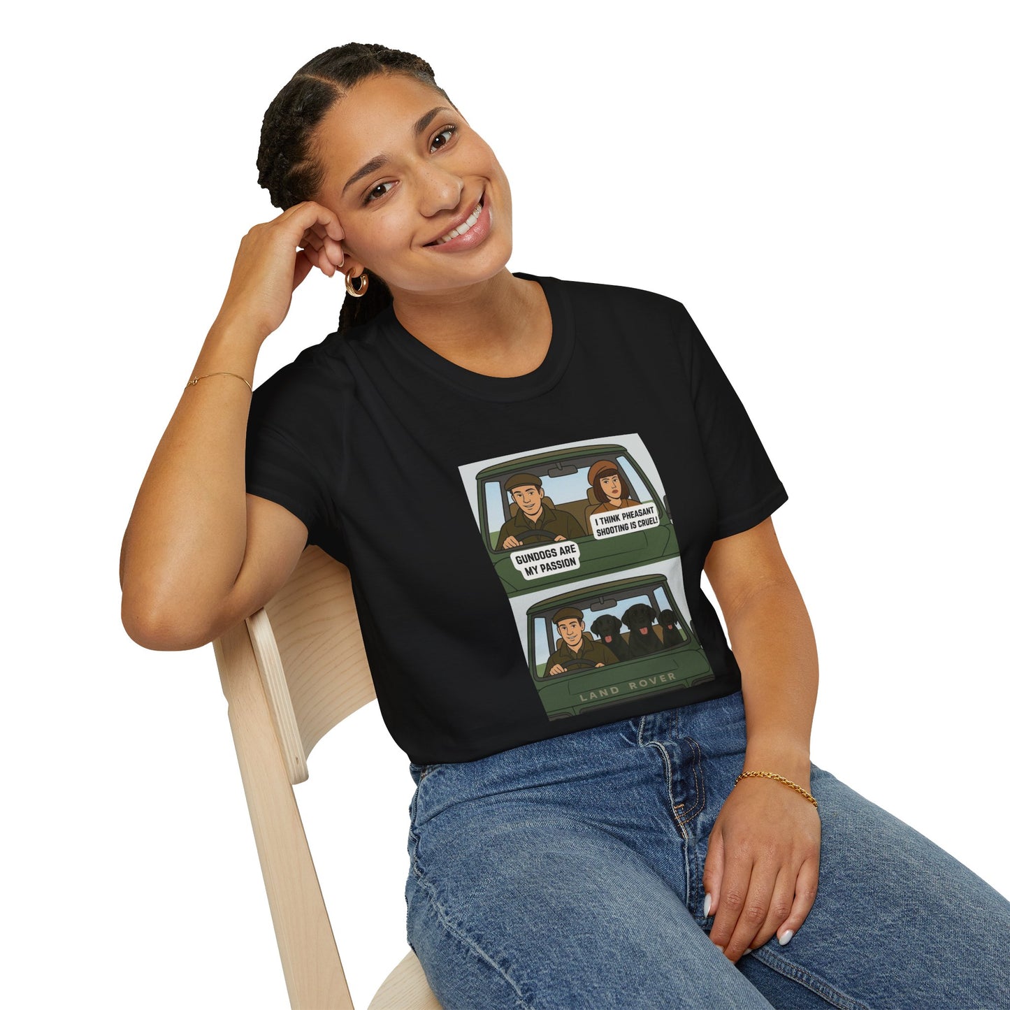 Retro Comic Land Rover T-Shirt — Funny "Gundogs are my passion " Graphic Tee