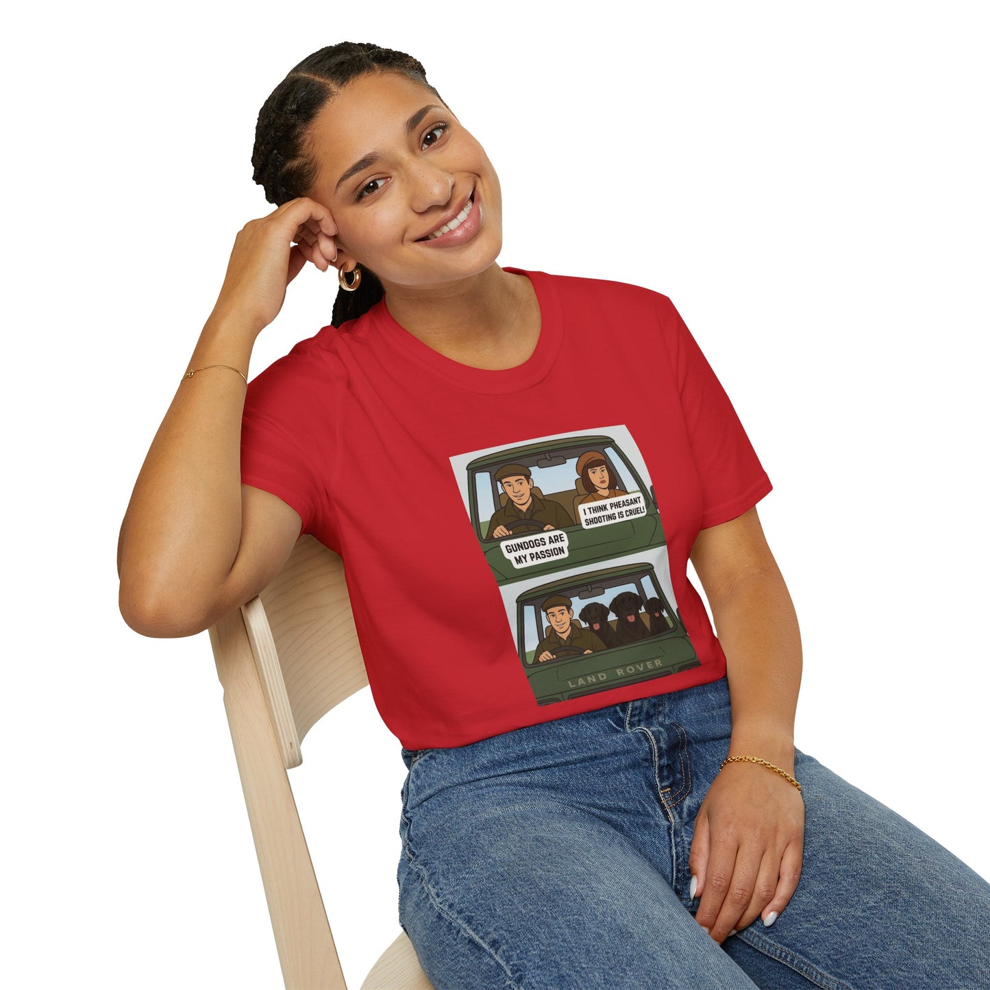 Retro Comic Land Rover T-Shirt — Funny "Gundogs are my passion " Graphic Tee