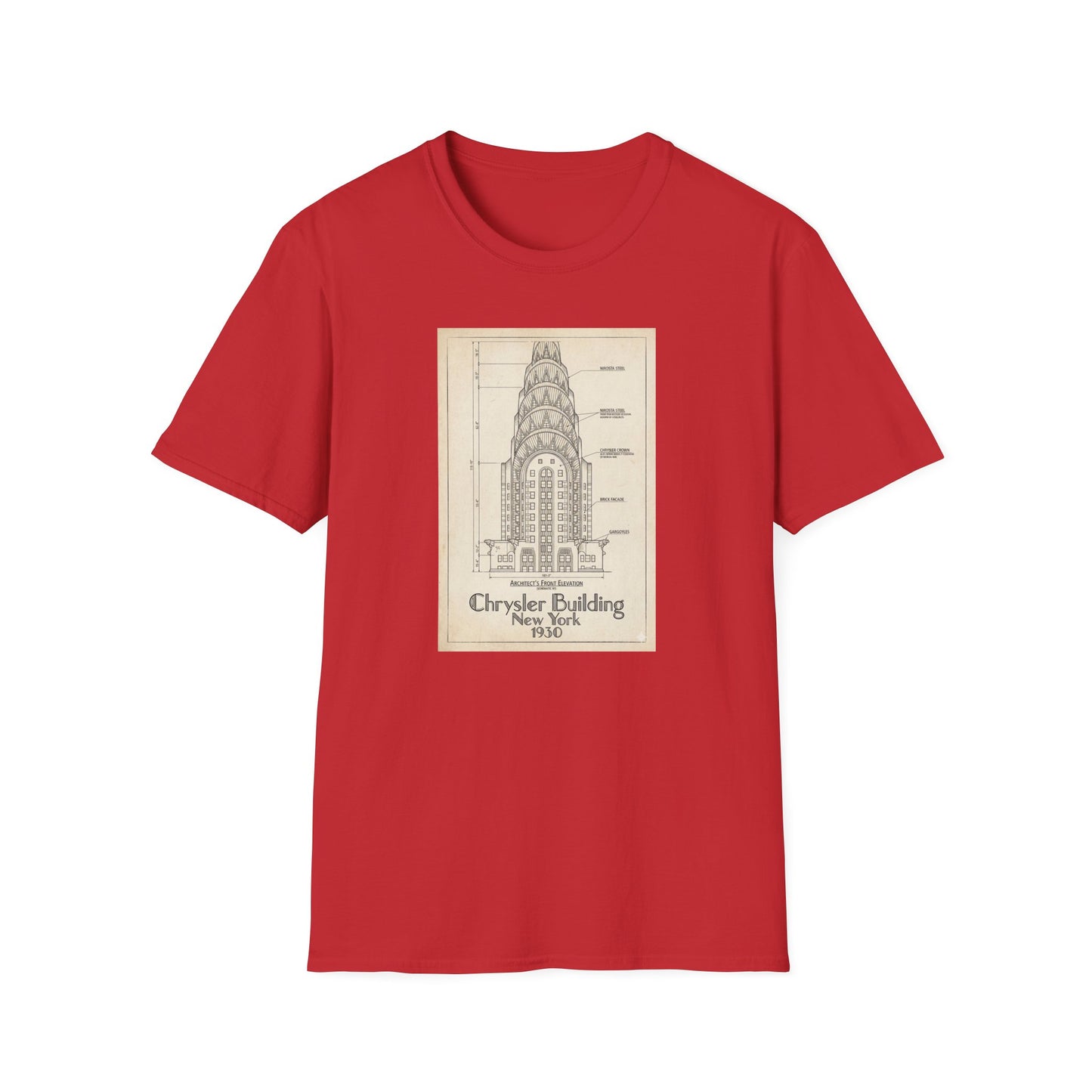 Chrysler Building Vintage Blueprint Tee — New York Architectural Sketch T-Shirt