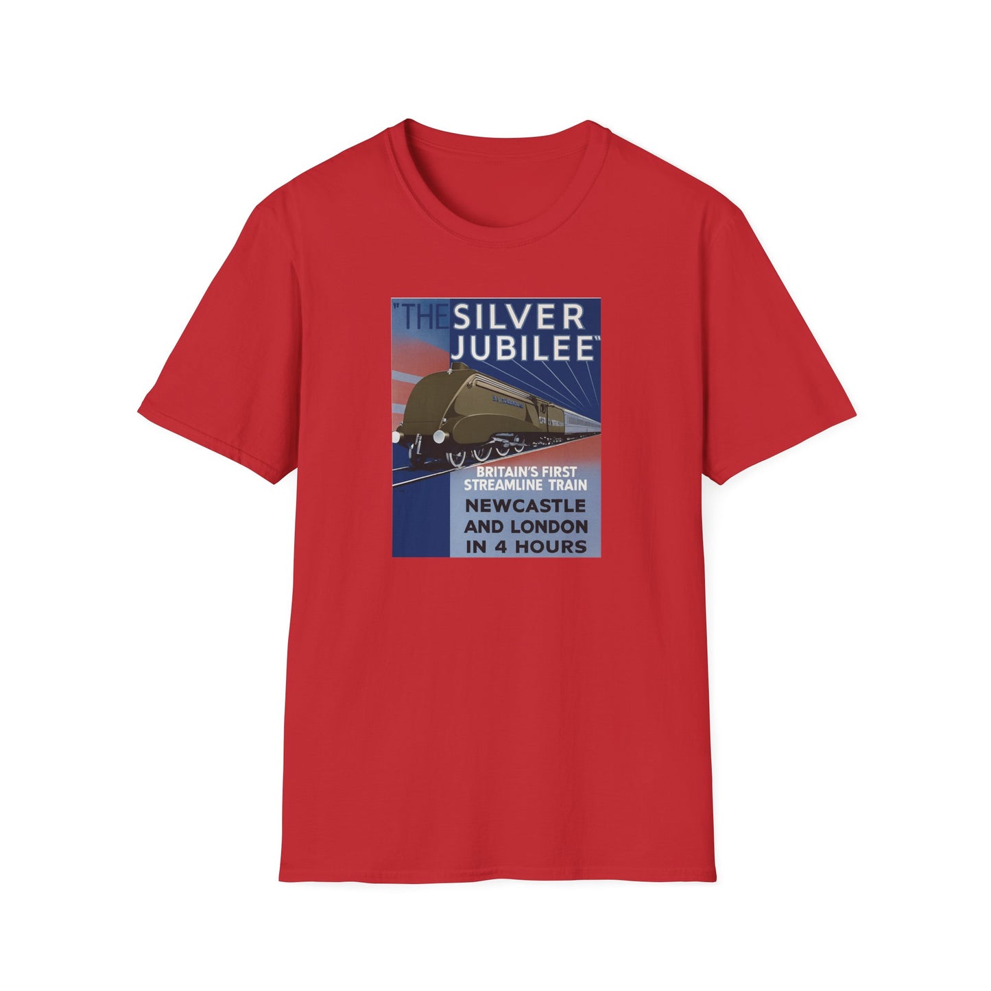 T-Shirt — Vintage 'The Silver Jubilee' Streamlined Train Poster Tee (Newcastle to London)