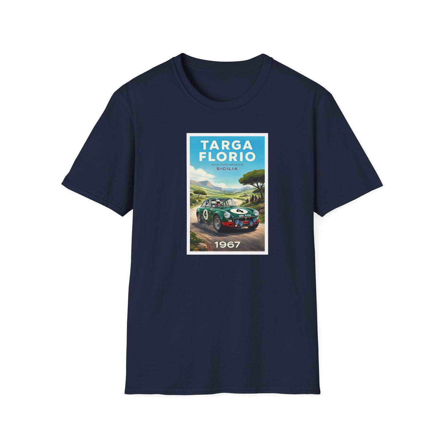 MG Targa Florio 1967 Vintage Race T-Shirt — Classic Sports Car Poster Tee