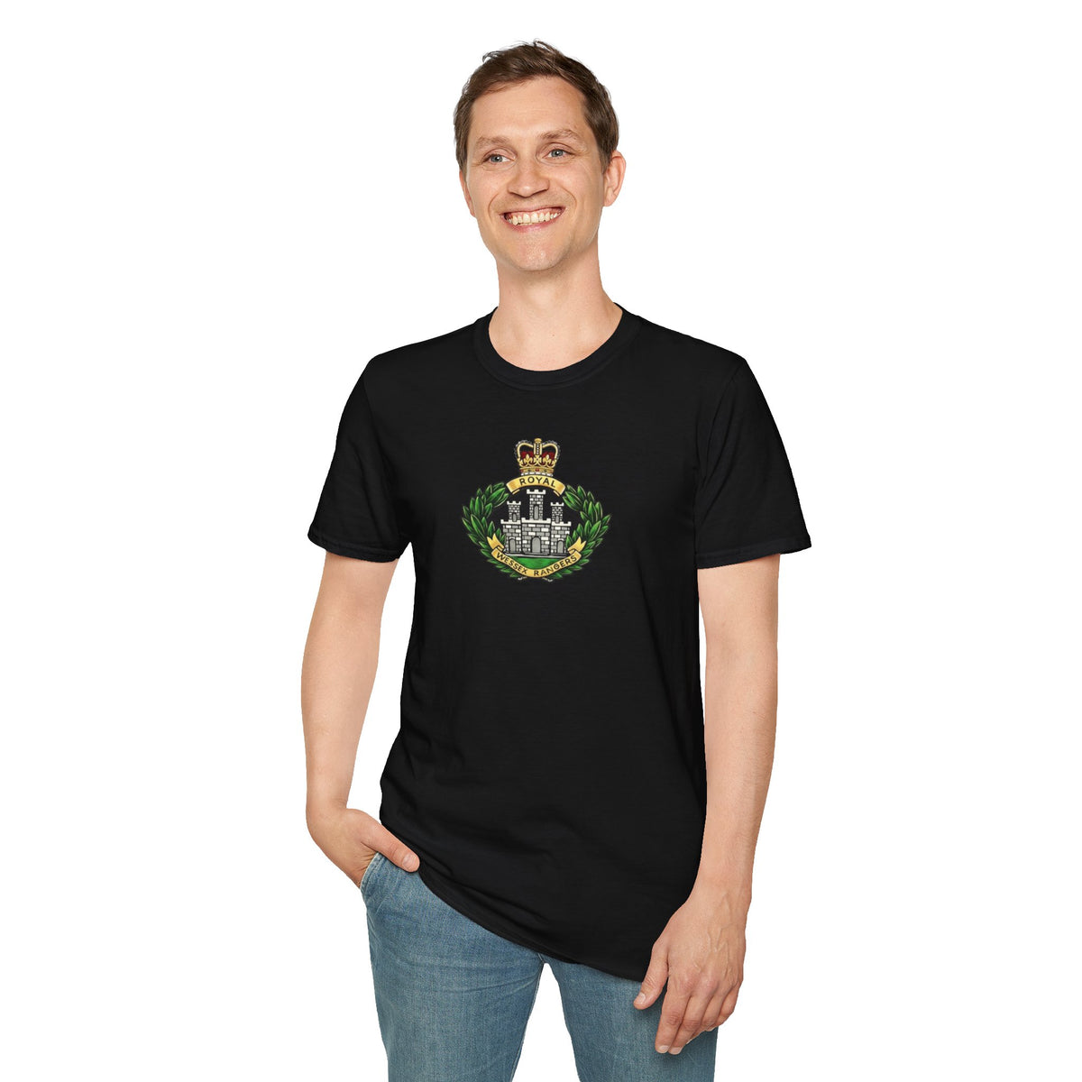 Royal Wessex Rangers – Spearhead !    Unisex Softstyle Retro  T-Shirt