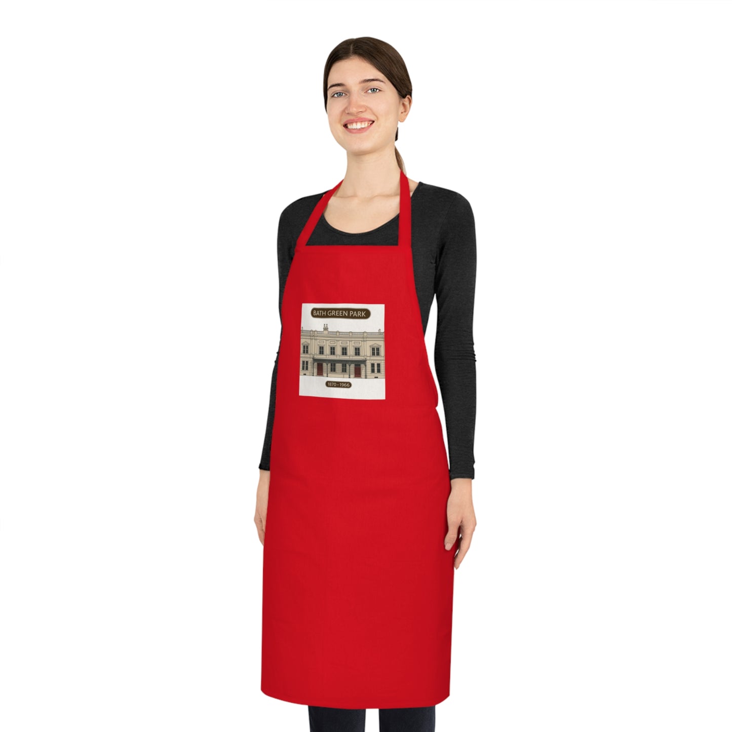 Stylish Kitchen Cotton Apron featuring Bath Green Park Station