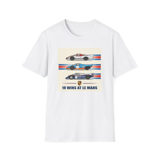 Le Mans Champions Porsche Tee — Three Winning Models 24 Hours Tribute