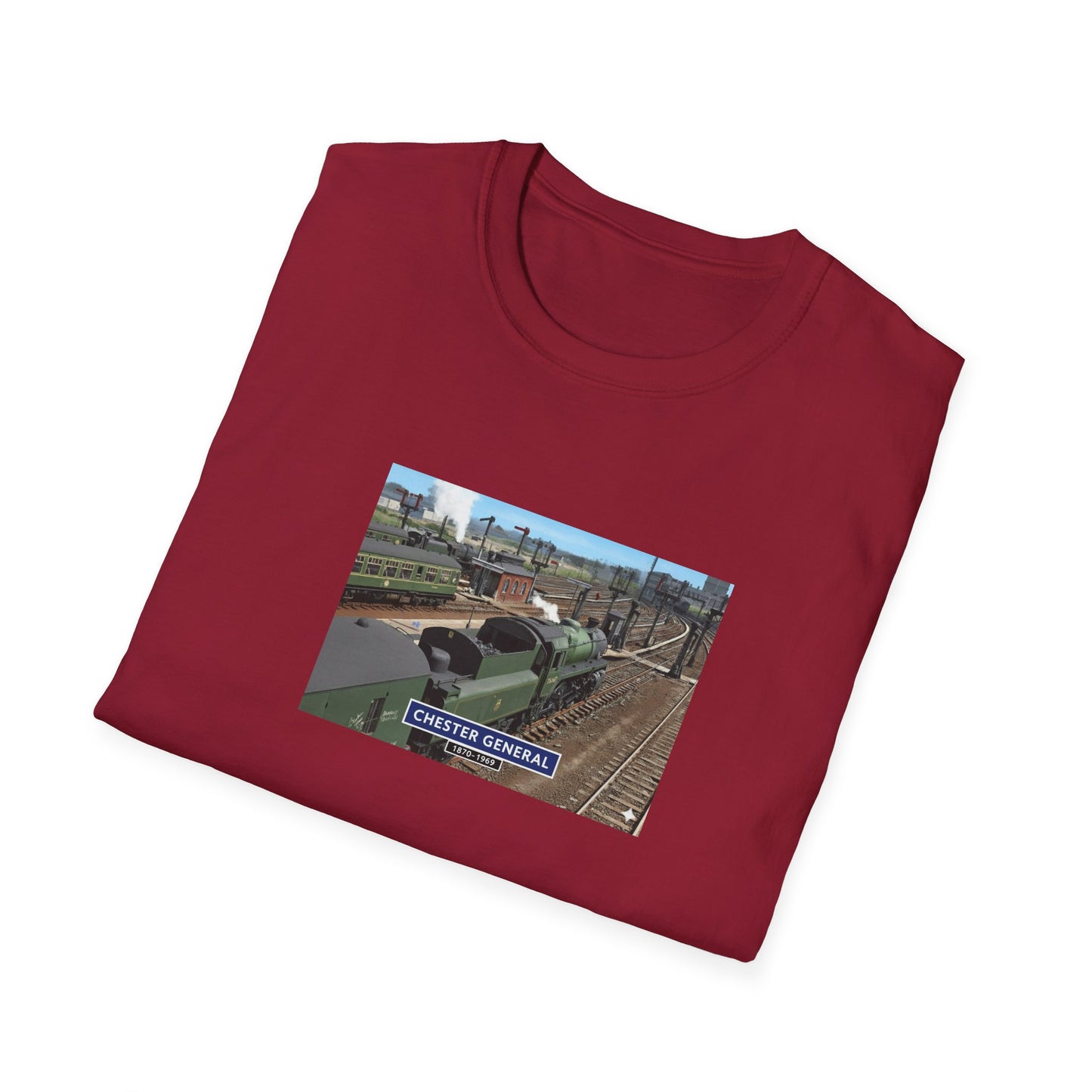 BR 1960's railway scene  Chester Central Station  Unisex Softstyle T-Shirt