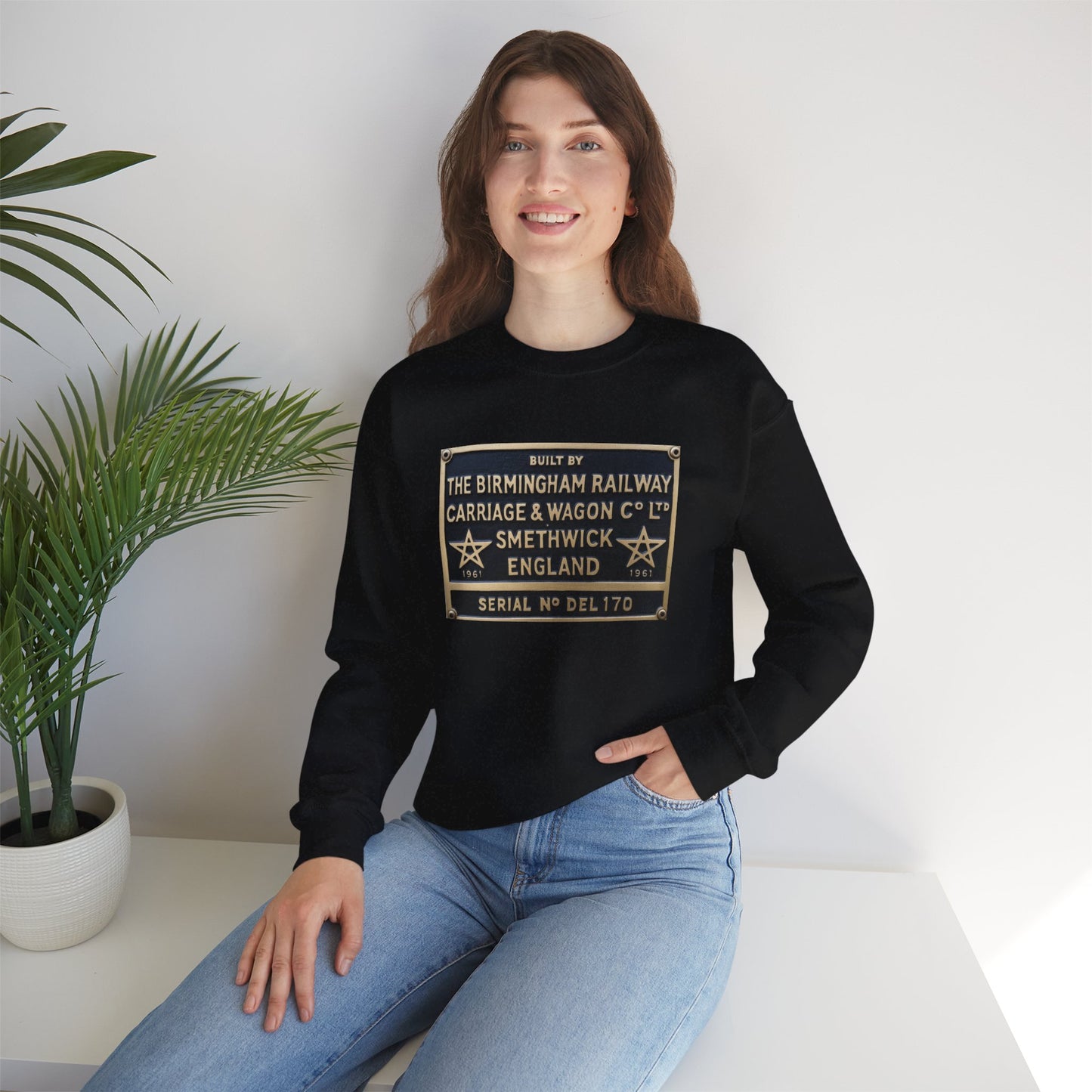 Vintage Birmingham Railway Carriage & Wagon Plaque Crewneck Sweatshirt
