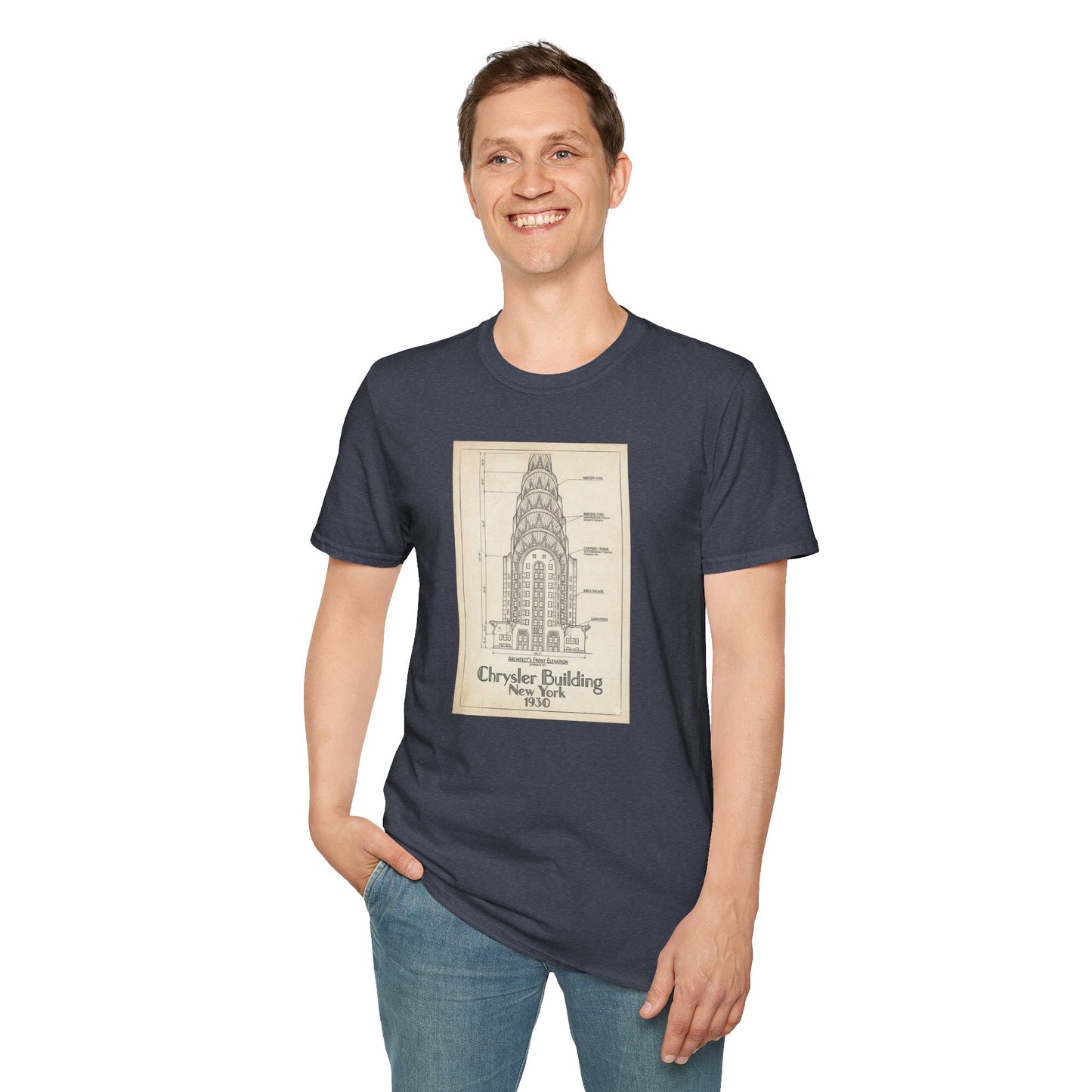 Chrysler Building Vintage Blueprint Tee — New York Architectural Sketch T-Shirt