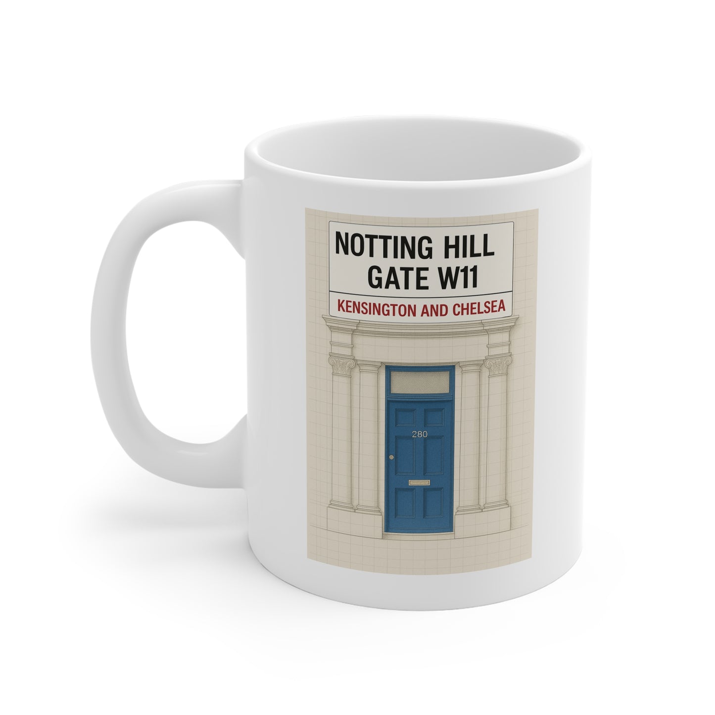 Trendy & original Notting Hill souvenir or gift 11oz White Mug
