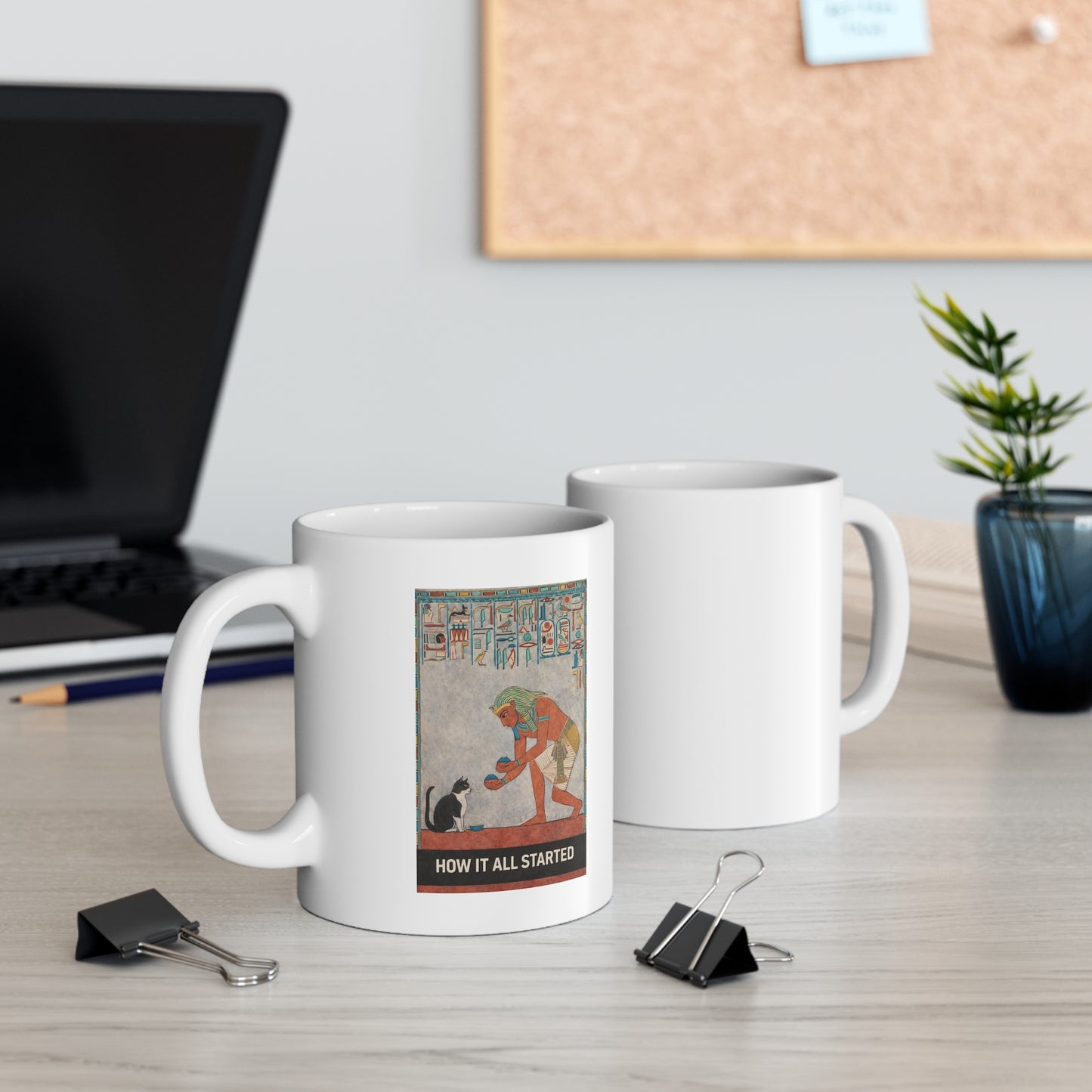 Egyptian Cat Mug — 'How It All Started' Coffee Cup
