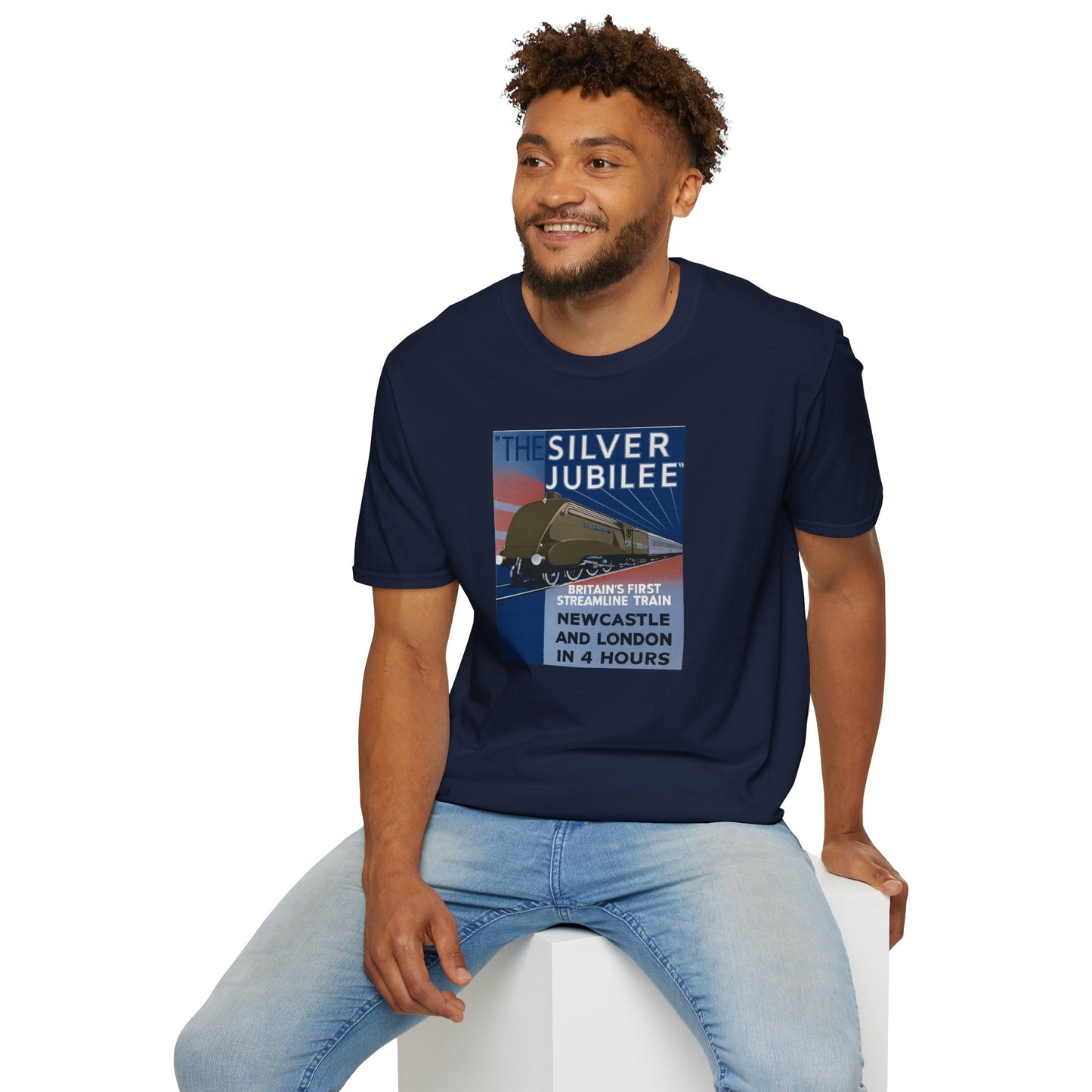 T-Shirt — Vintage 'The Silver Jubilee' Streamlined Train Poster Tee (Newcastle to London)