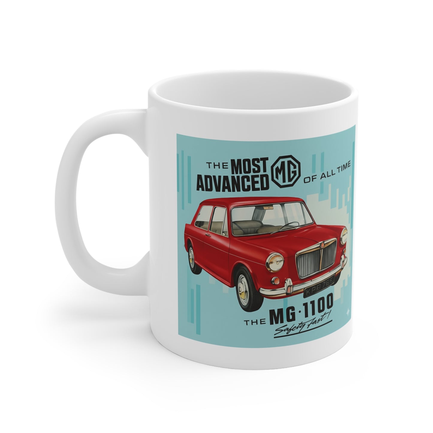 MG 1100 Classic Car Mug — 'The Most Advanced MG of All Time' 11oz