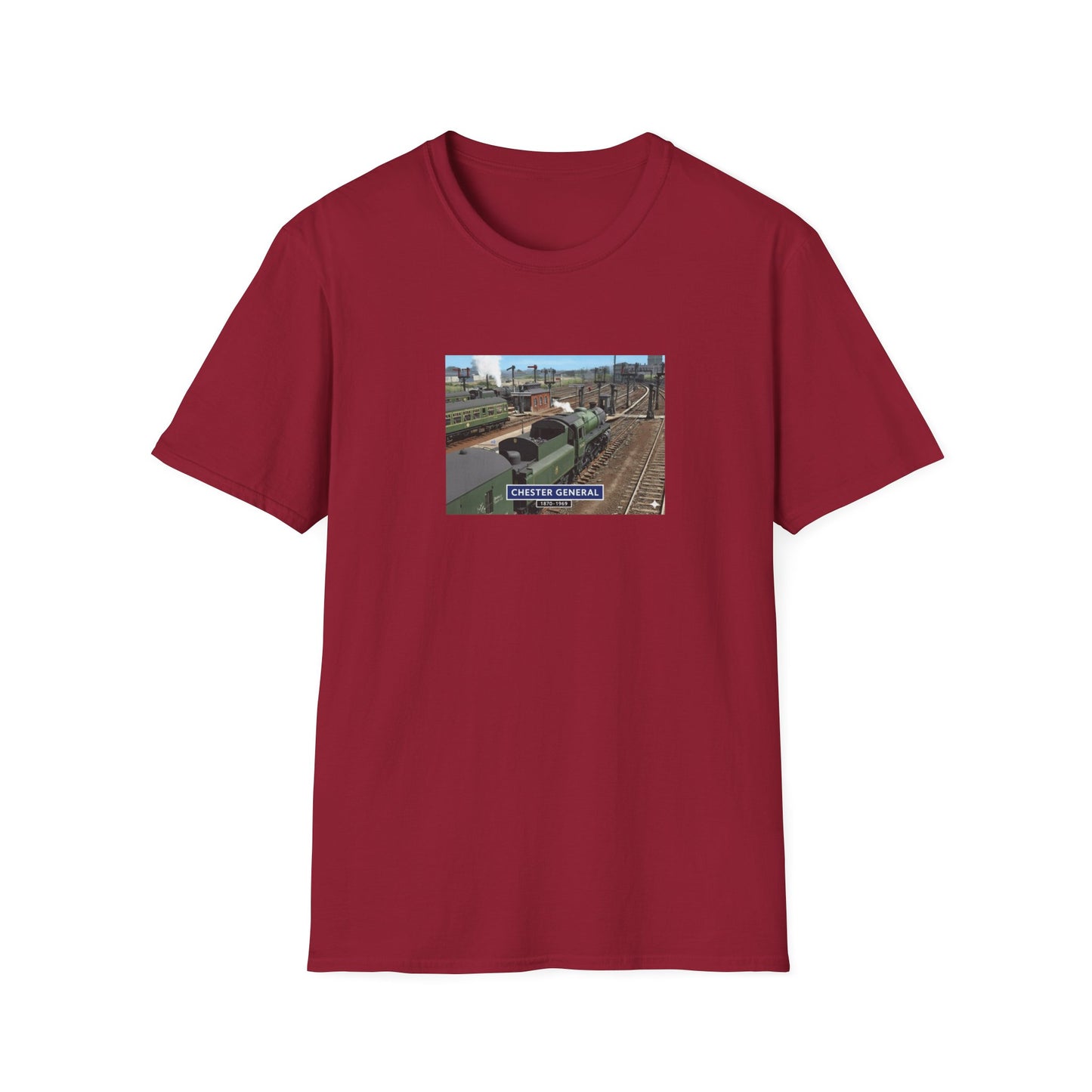 BR 1960's railway scene  Chester Central Station  Unisex Softstyle T-Shirt