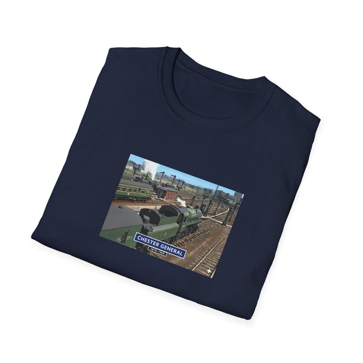 BR 1960's railway scene  Chester Central Station  Unisex Softstyle T-Shirt