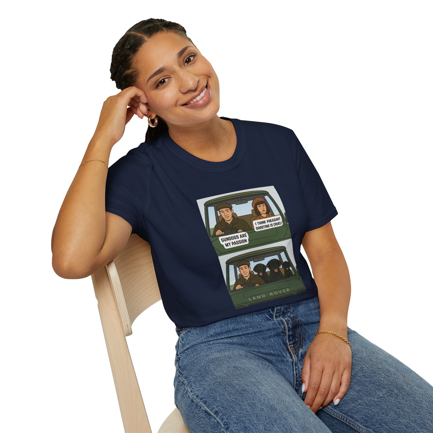 Retro Comic Land Rover T-Shirt — Funny "Gundogs are my passion " Graphic Tee