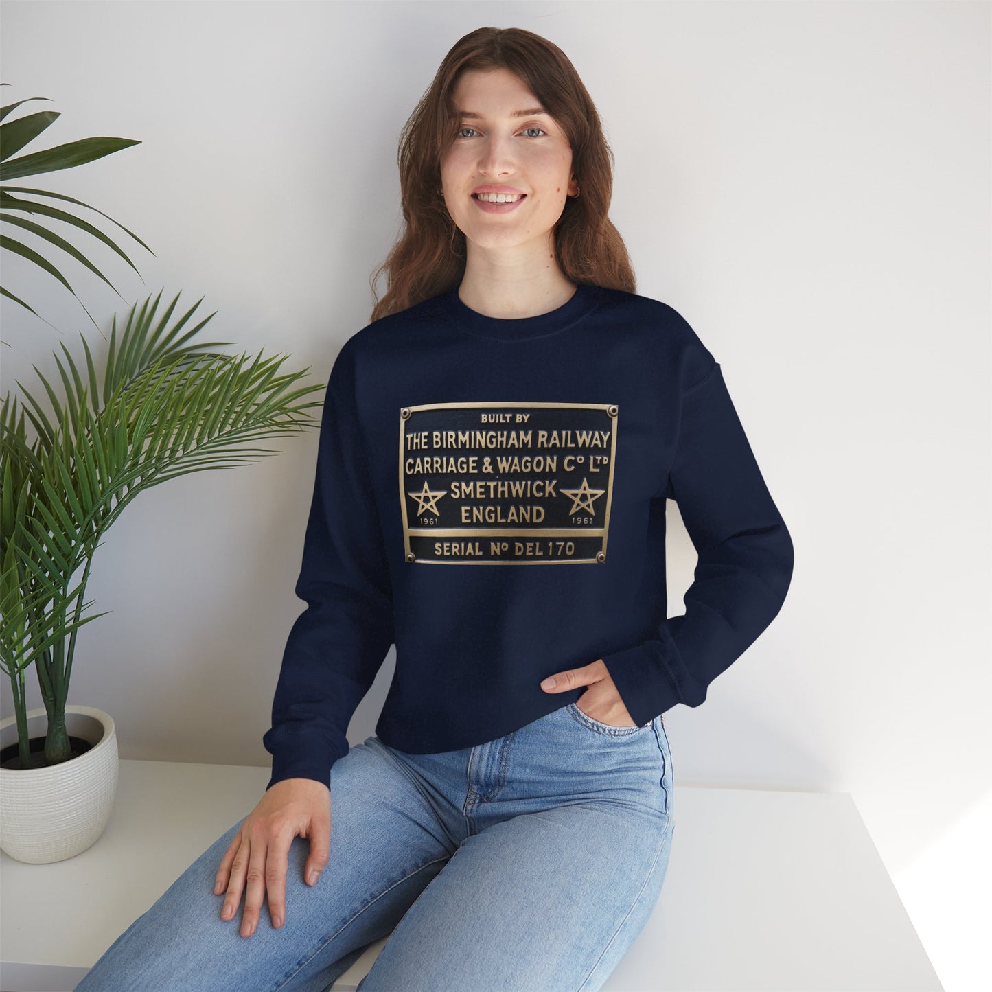 Vintage Birmingham Railway Carriage & Wagon Plaque Crewneck Sweatshirt