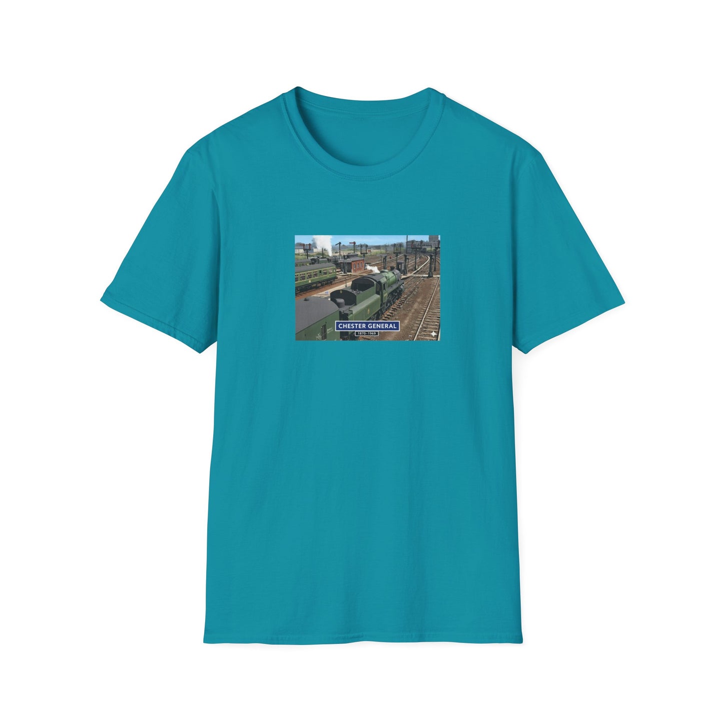 BR 1960's railway scene  Chester Central Station  Unisex Softstyle T-Shirt