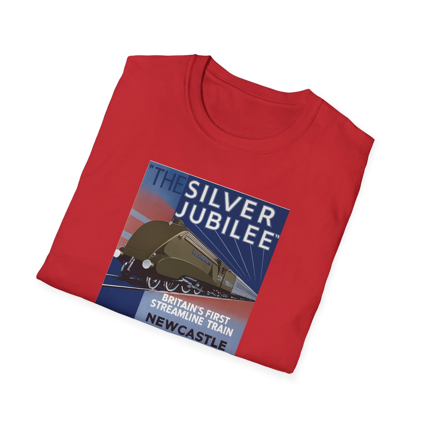 T-Shirt — Vintage 'The Silver Jubilee' Streamlined Train Poster Tee (Newcastle to London)