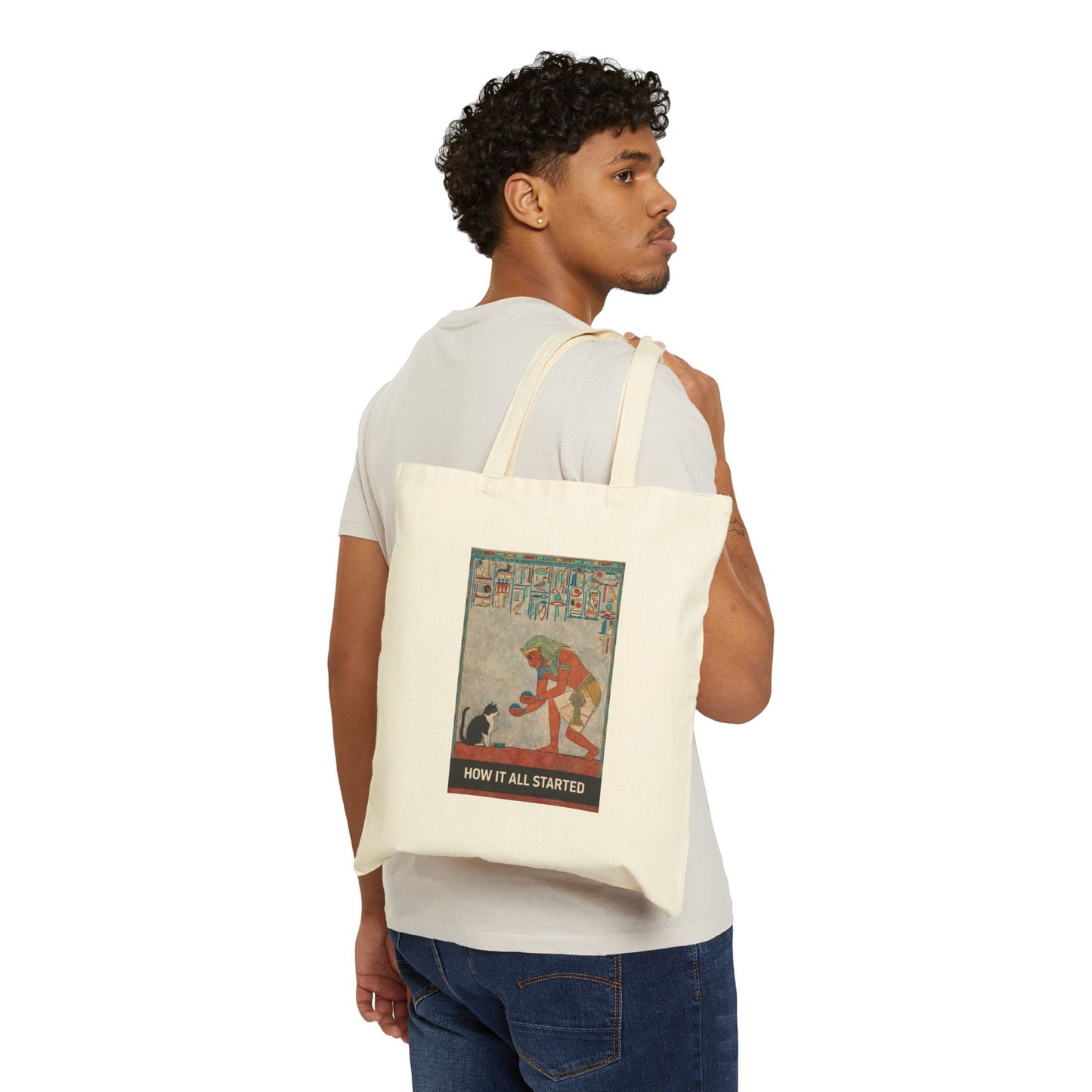 Tote Bag  for cat lovers 'How It All Started' Canvas Tote