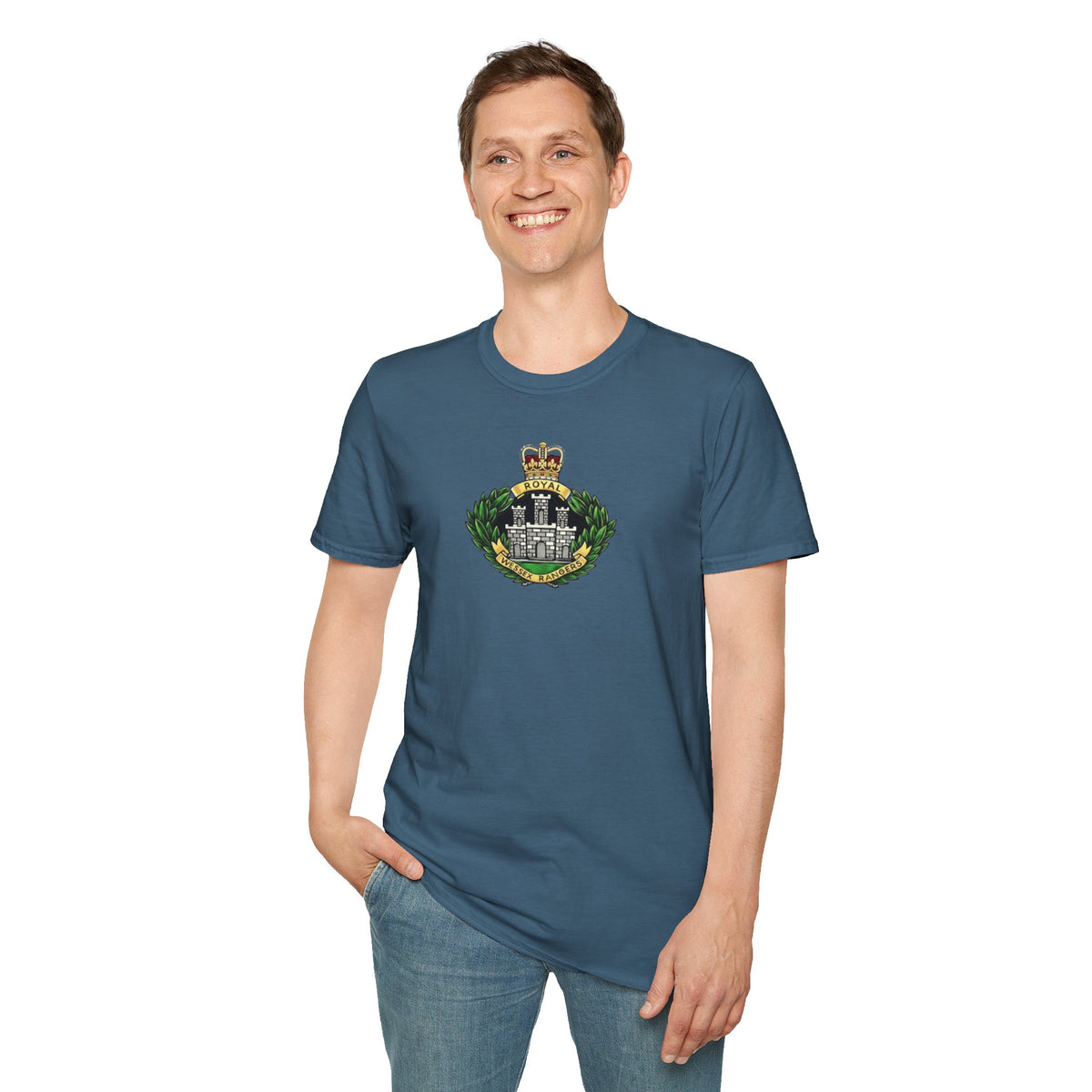 Royal Wessex Rangers – Spearhead !    Unisex Softstyle Retro  T-Shirt