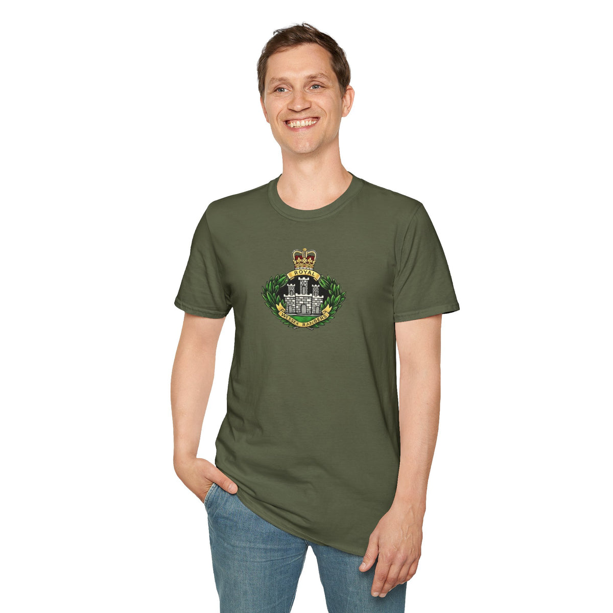 Royal Wessex Rangers – Spearhead !    Unisex Softstyle Retro  T-Shirt