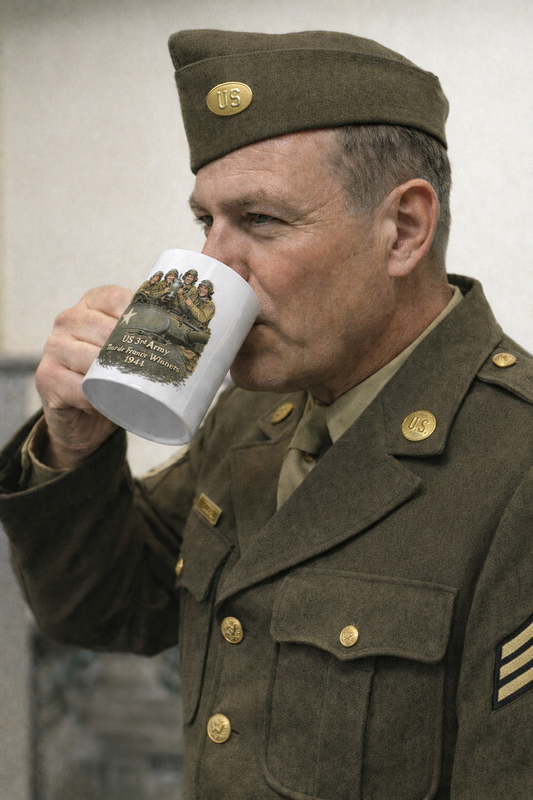 Mug — US 3rd Army 'Tour de France Winners 1944' Vintage WWII Soldiers Coffee Cup !