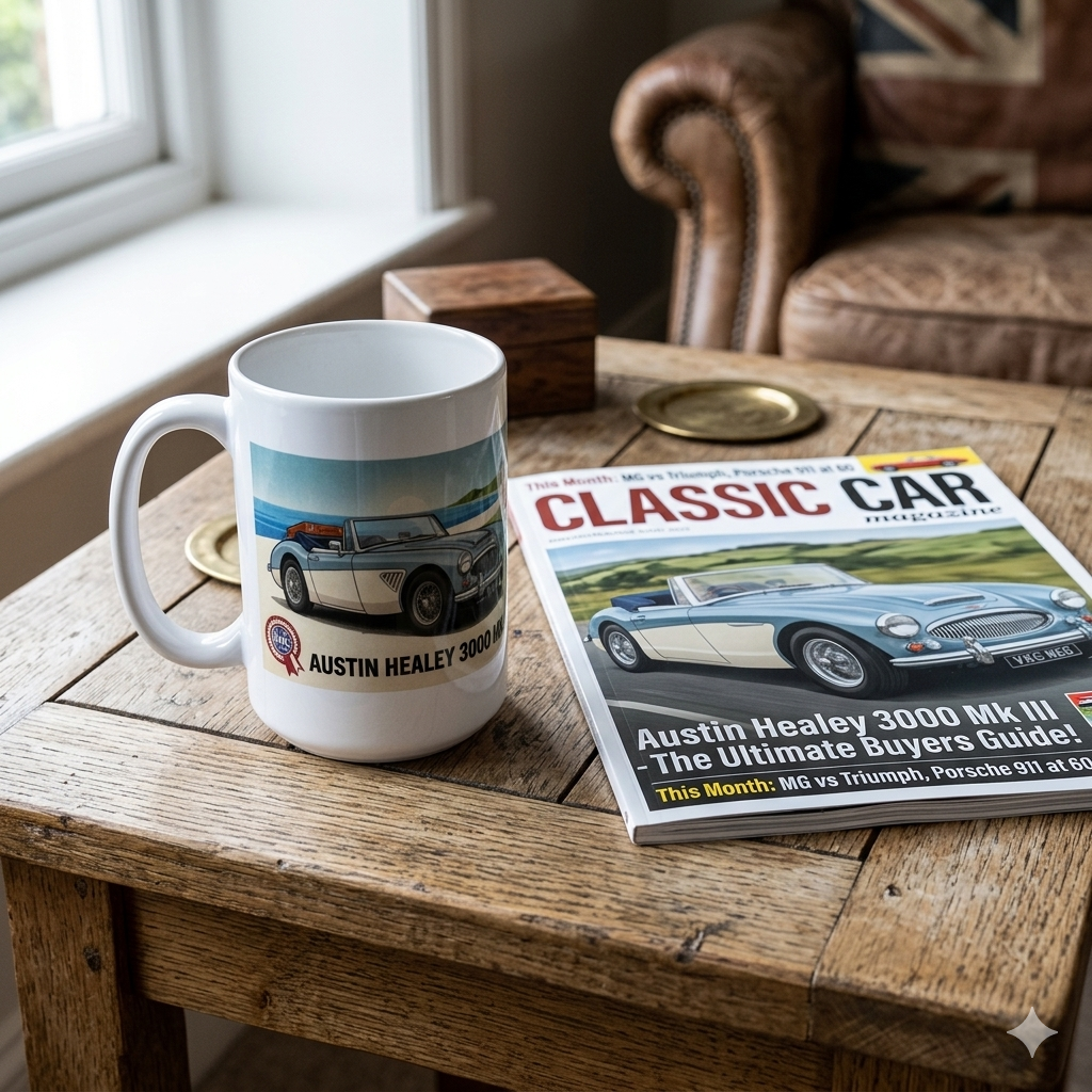 Austin-Healey 3000 Mug — Works Rally Car | Mk III Classic British Sports Car Gift