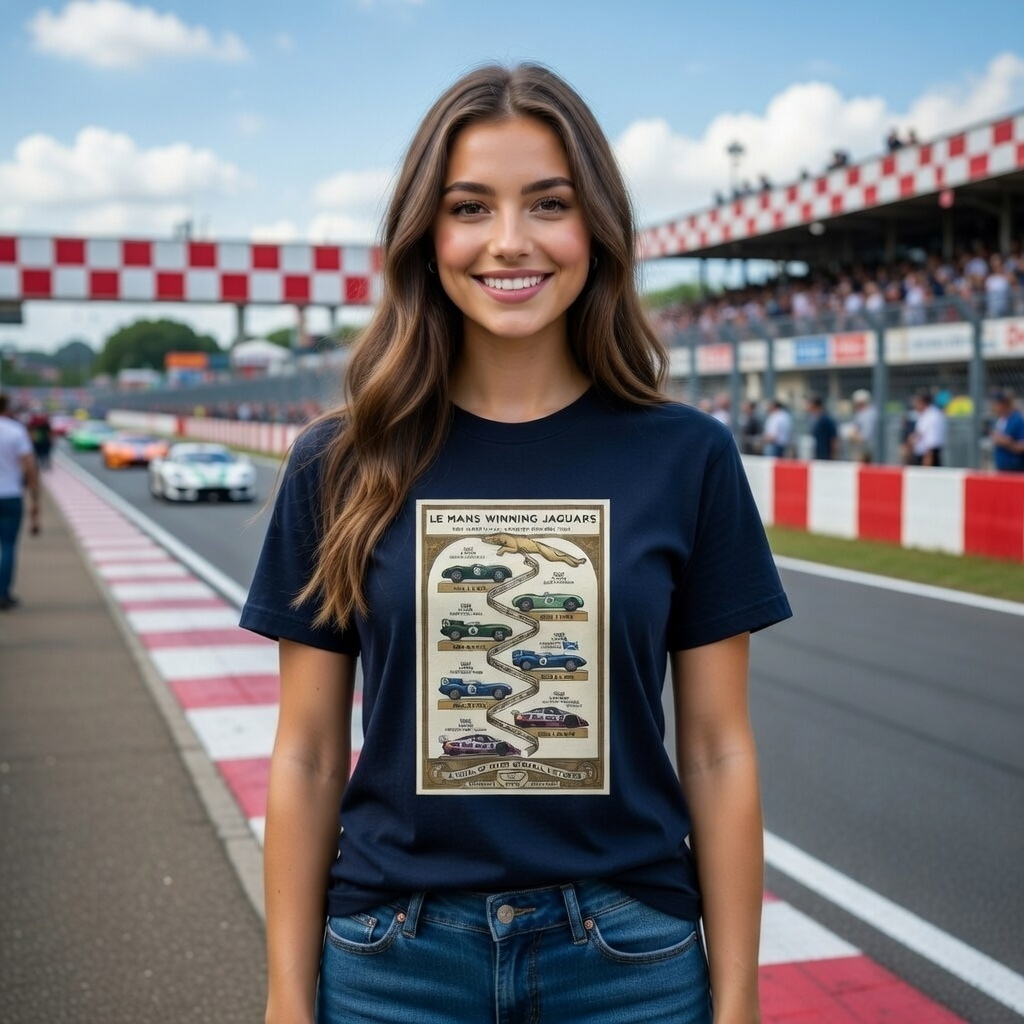 Jaguar Le Mans Victory History T-Shirt — Celebrating All 7 Wins
