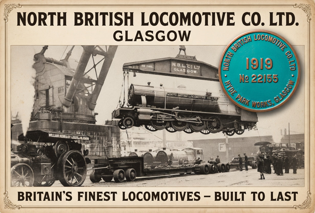 North British Locomotive Co. Builder's Plate T shirt — Glasgow Springburn | Scottish Railway Heritage Gift