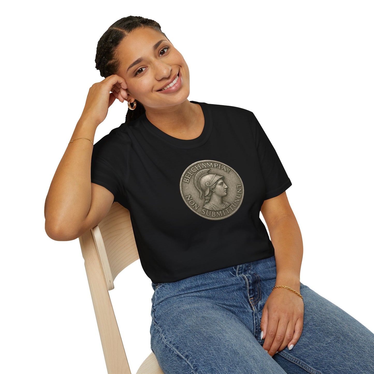 Belchampia Goddess Minerva  Unisex T-Shirt of a  Classic Medallion Design