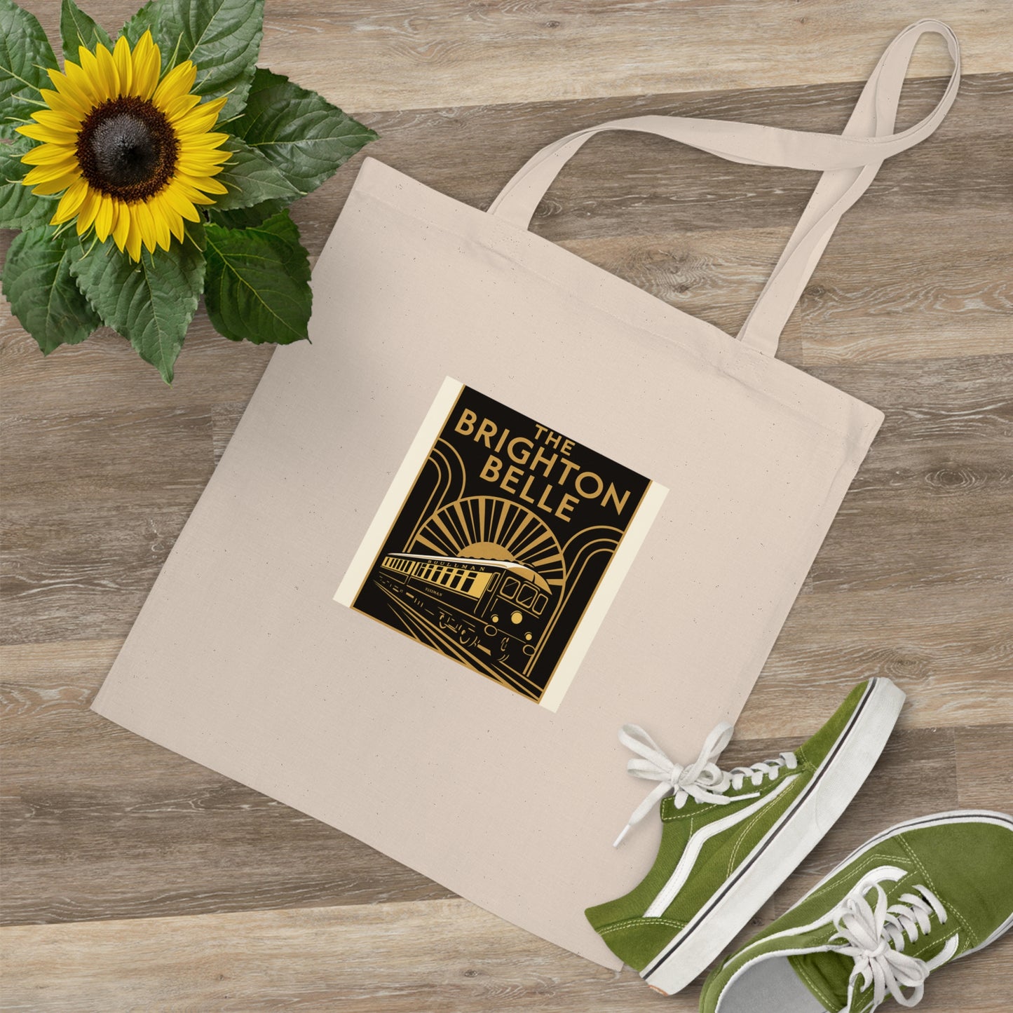 Brighton Belle Art Deco Tote Bag — Vintage Train Graphic Shopper