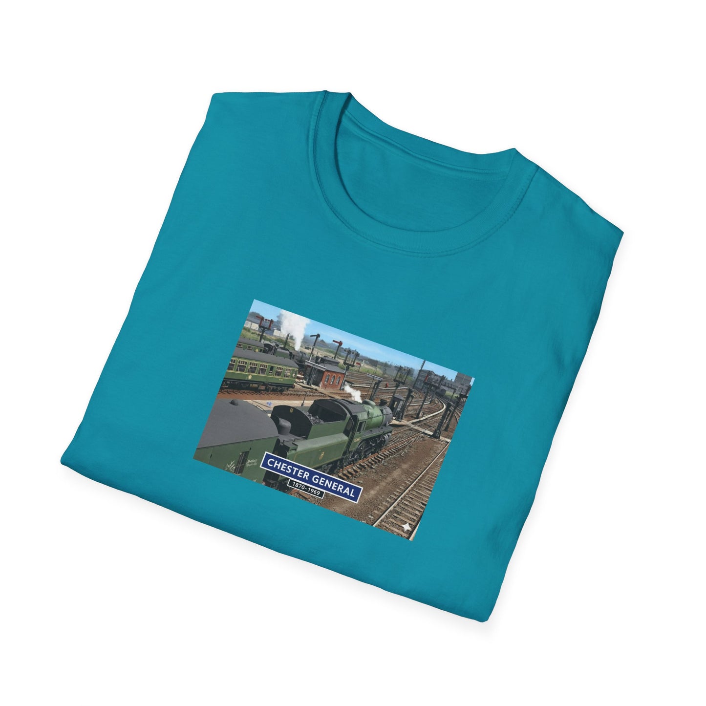 BR 1960's railway scene  Chester Central Station  Unisex Softstyle T-Shirt