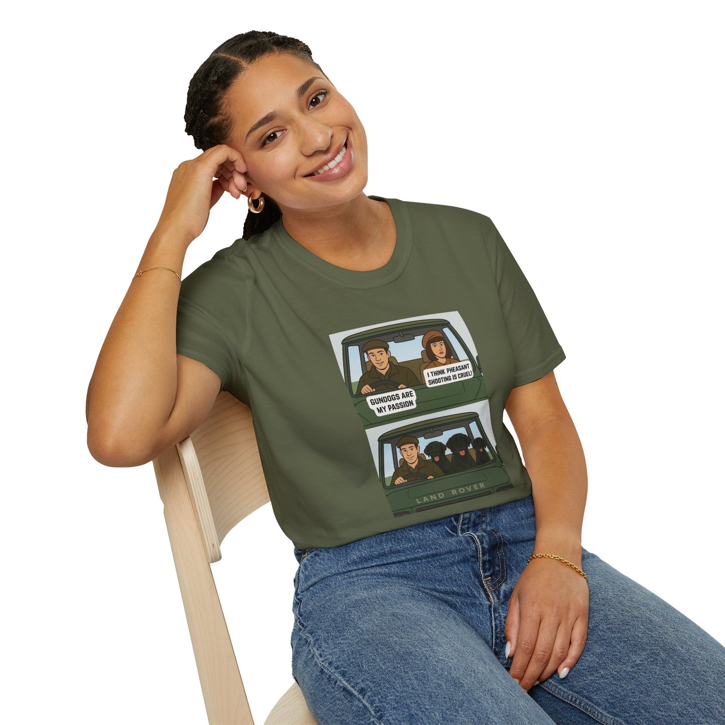 Retro Comic Land Rover T-Shirt — Funny "Gundogs are my passion " Graphic Tee