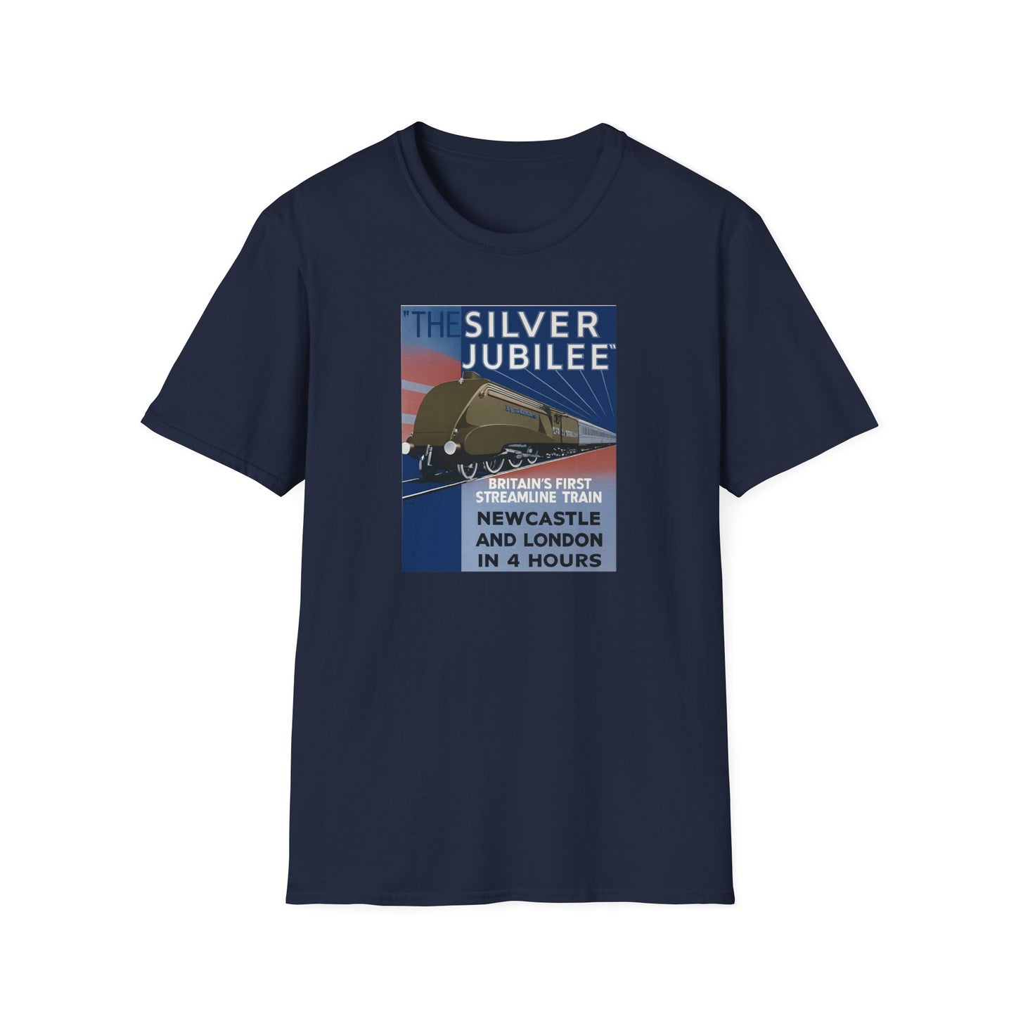 T-Shirt — Vintage 'The Silver Jubilee' Streamlined Train Poster Tee (Newcastle to London)