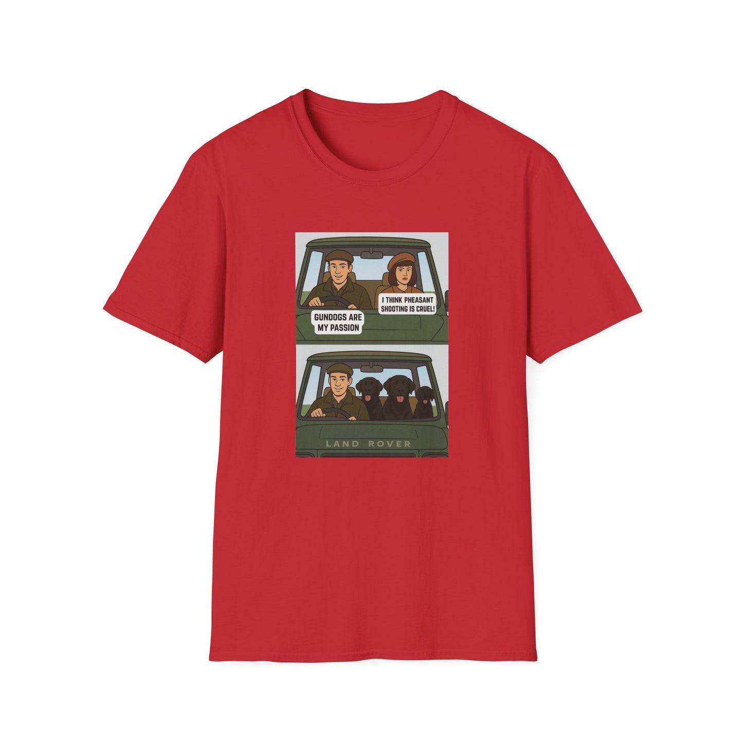 Retro Comic Land Rover T-Shirt — Funny "Gundogs are my passion " Graphic Tee