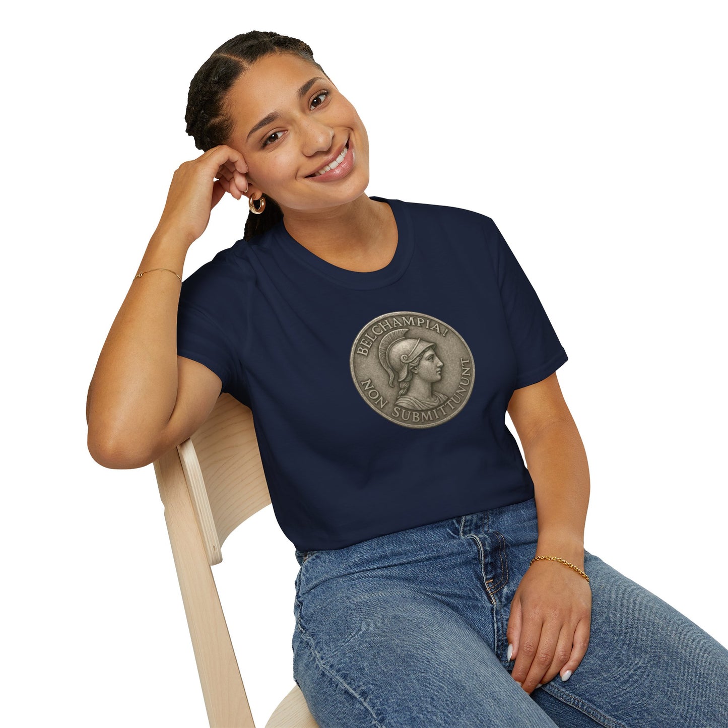 Belchampia Goddess Minerva  Unisex T-Shirt of a  Classic Medallion Design