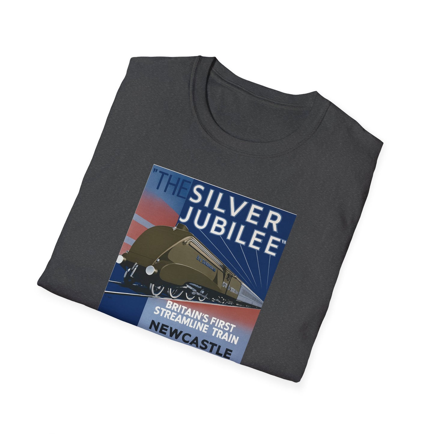 T-Shirt — Vintage 'The Silver Jubilee' Streamlined Train Poster Tee (Newcastle to London)