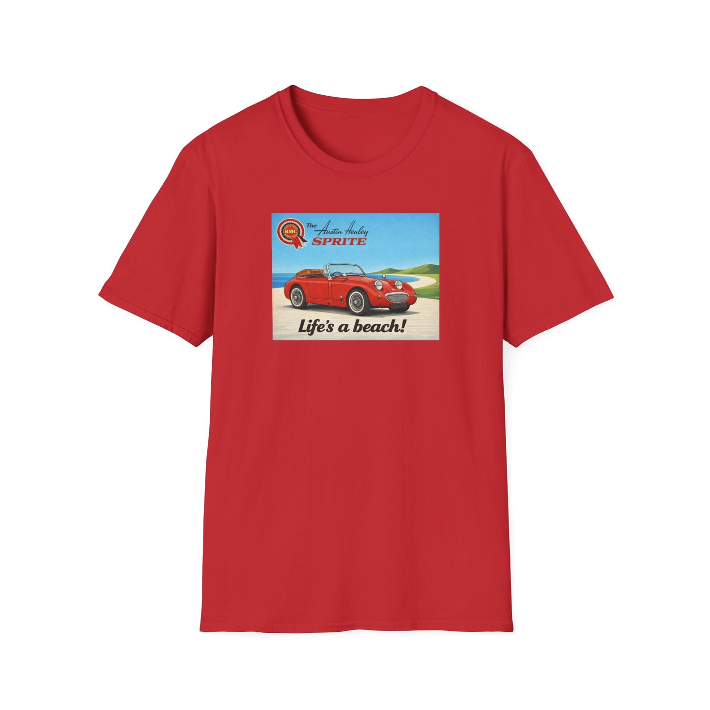 Austin-Healey Frogeye Sprite T-Shirt — "Life's a Beach!" | Mk1 Bugeye Classic Car Gift