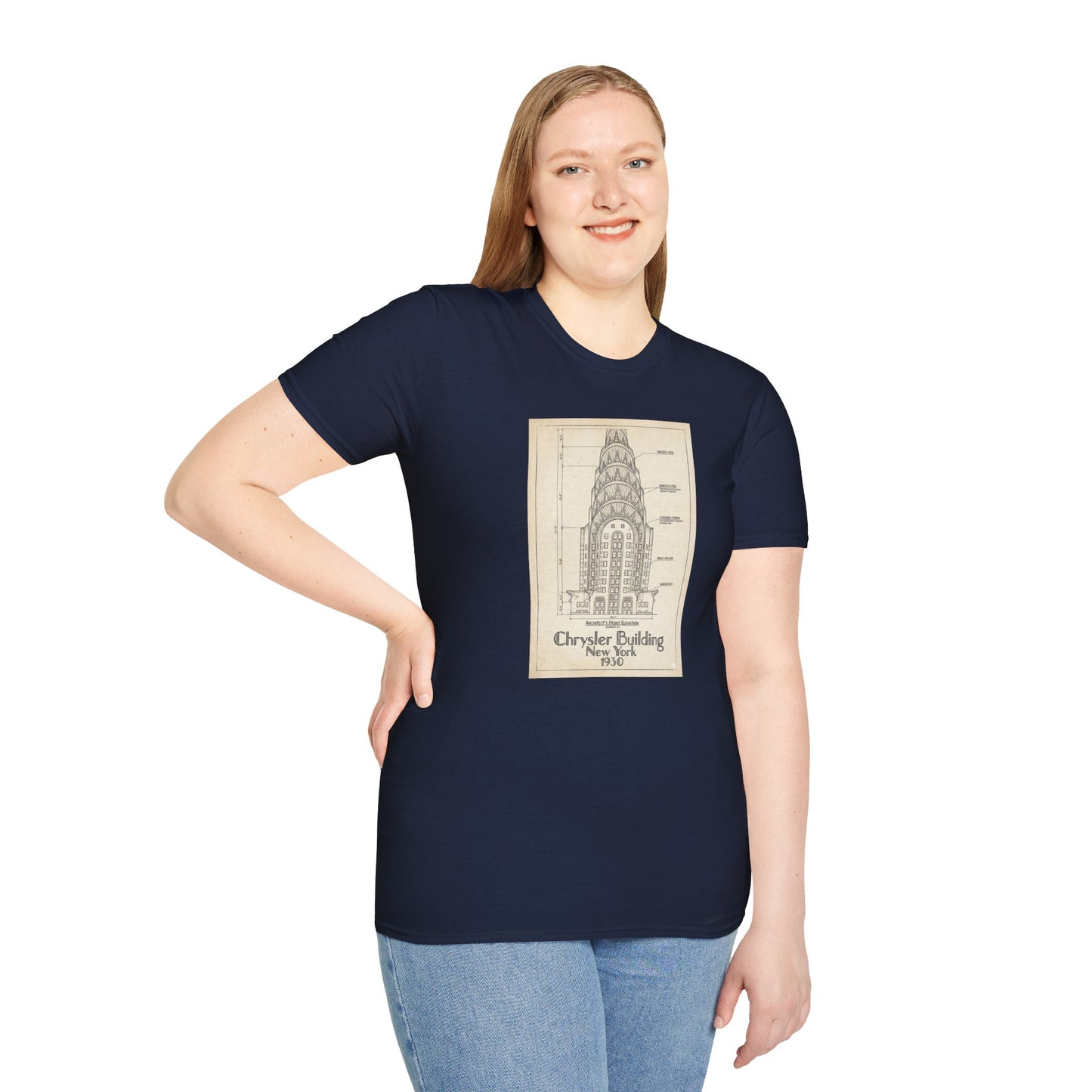 Chrysler Building Vintage Blueprint Tee — New York Architectural Sketch T-Shirt