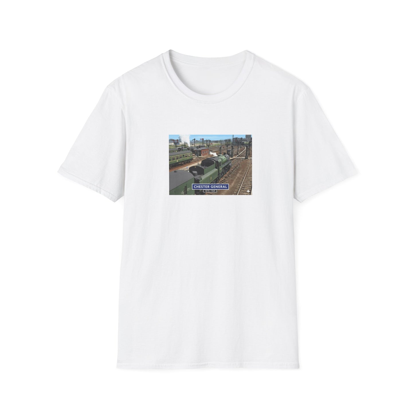 BR 1960's railway scene  Chester Central Station  Unisex Softstyle T-Shirt