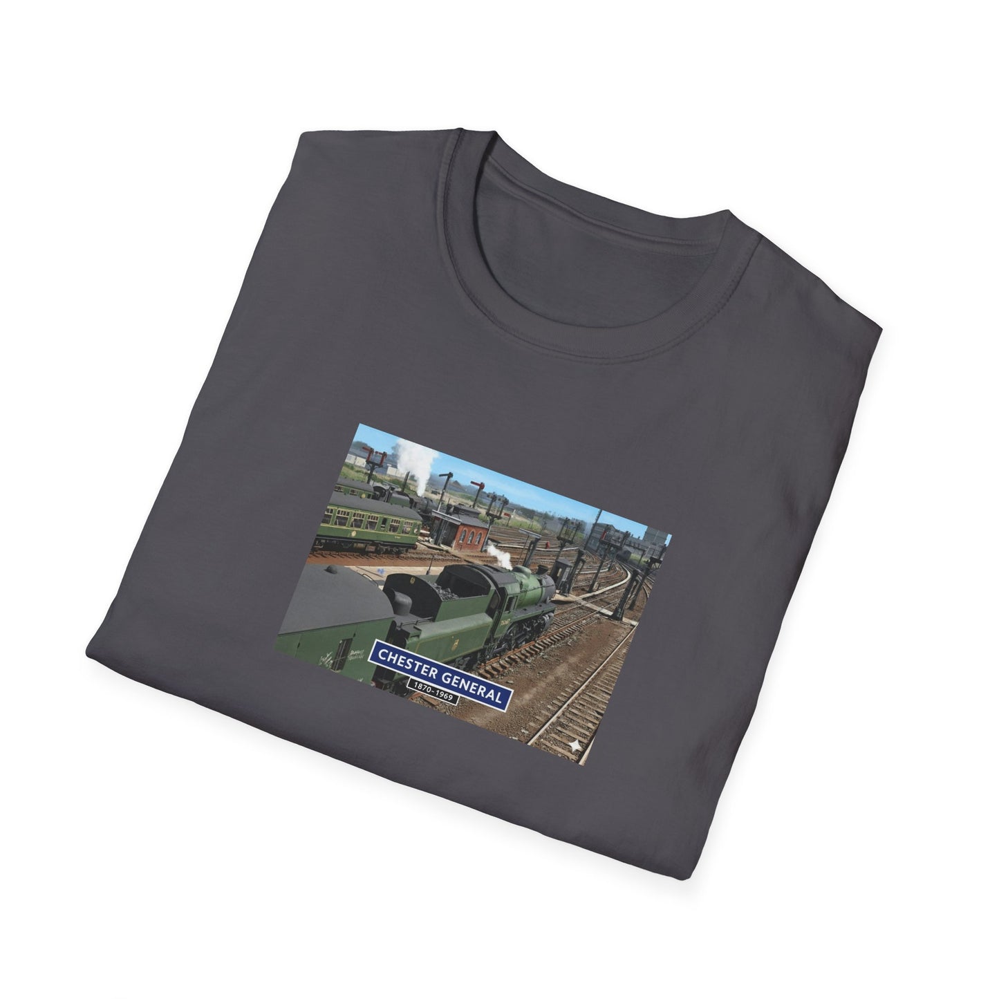 BR 1960's railway scene  Chester Central Station  Unisex Softstyle T-Shirt