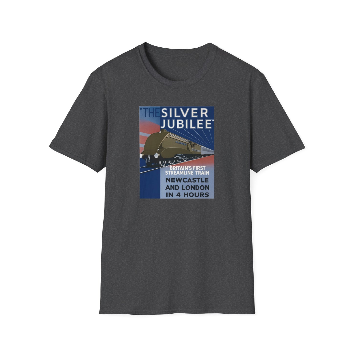 T-Shirt — Vintage 'The Silver Jubilee' Streamlined Train Poster Tee (Newcastle to London)