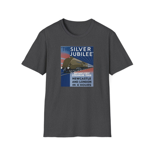 T-Shirt — Vintage 'The Silver Jubilee' Streamlined Train Poster Tee (Newcastle to London)