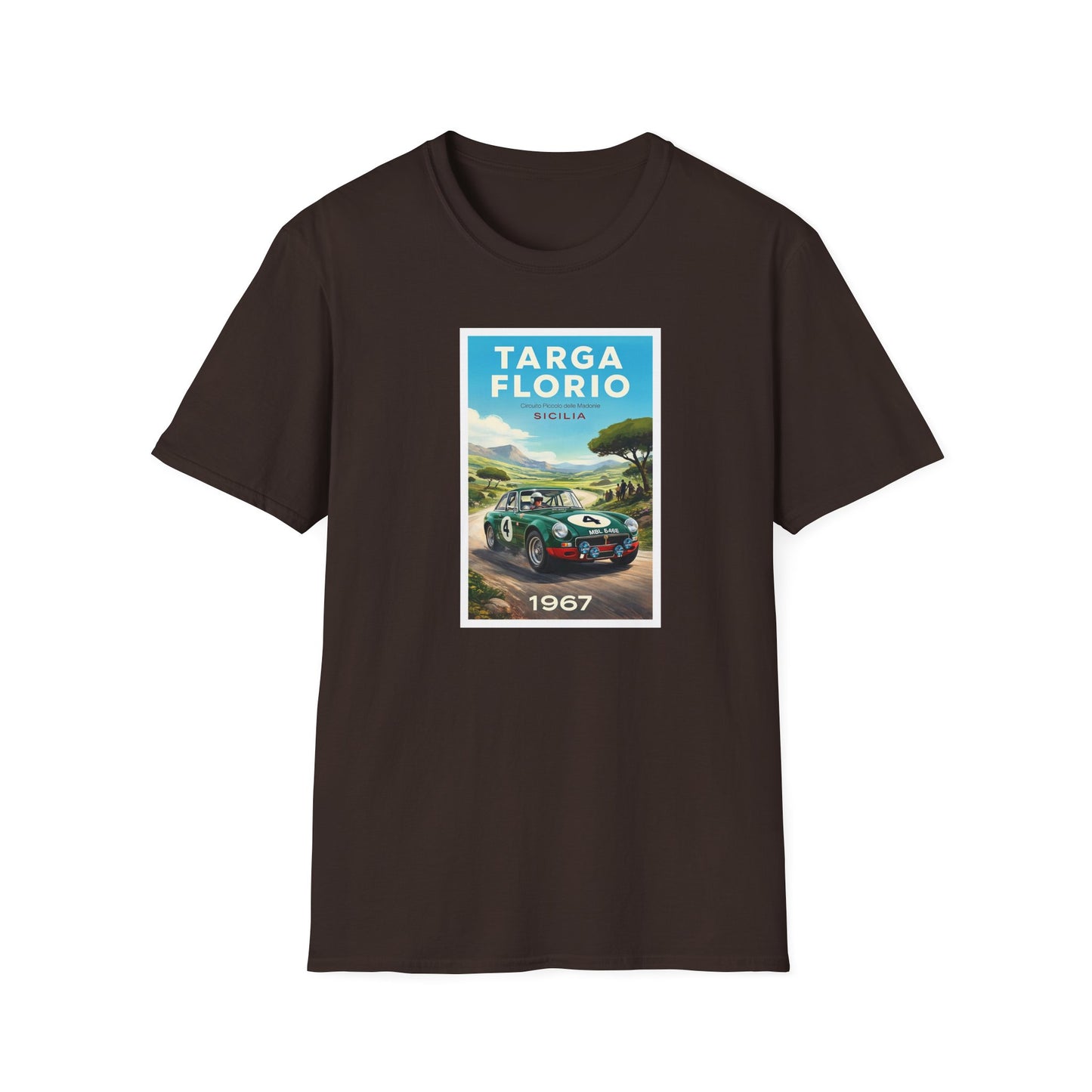 MG Targa Florio 1967 Vintage Race T-Shirt — Classic Sports Car Poster Tee