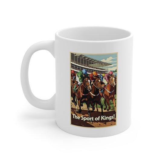 Horse Racing Mug - 'The Sport of Kings' Vintage Jockey Coffee Cup, Equestrian Gift