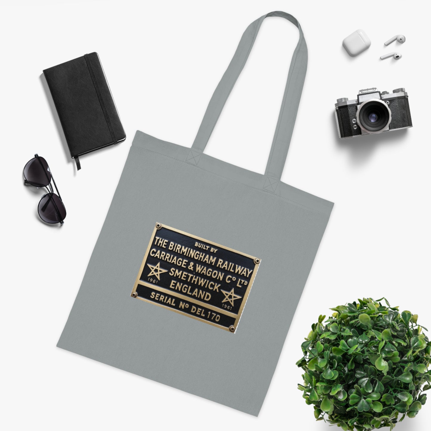 Vintage Birmingham Railway Carriage & Wagon Co builder's plate  tote bag