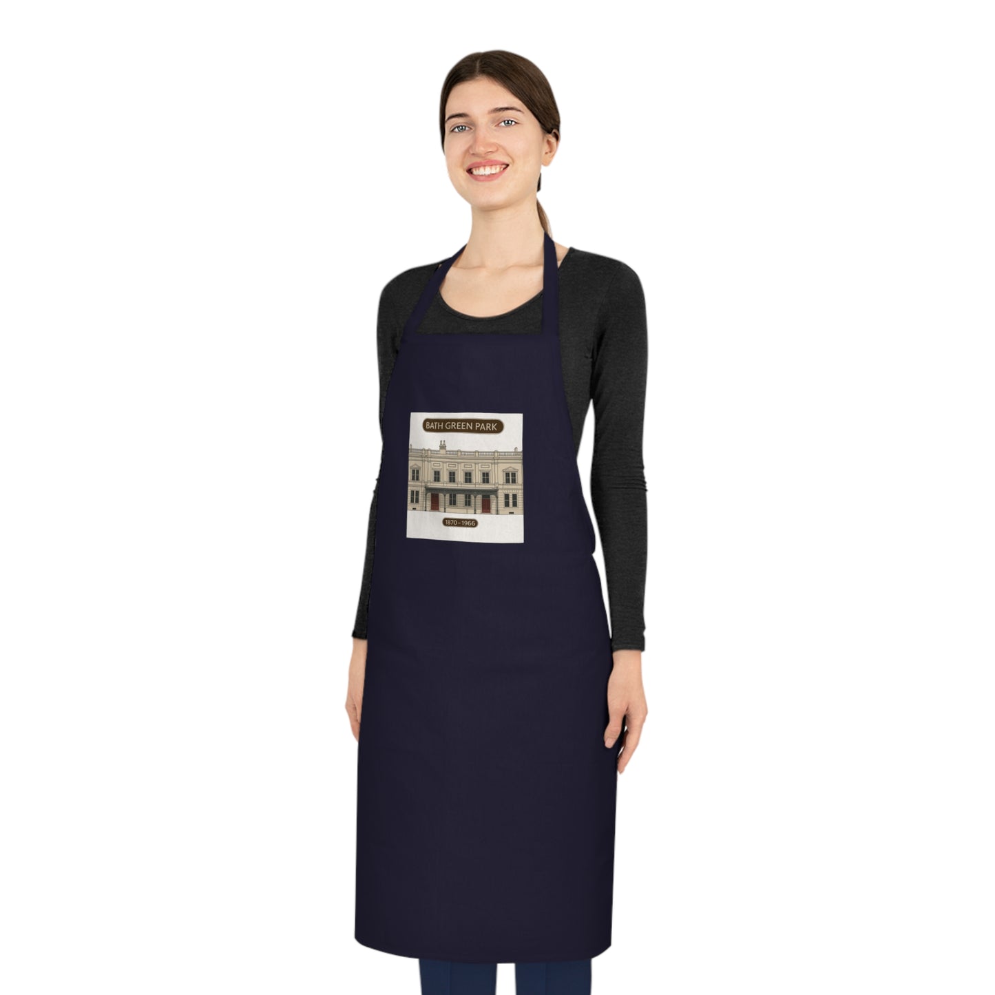 Stylish Kitchen Cotton Apron featuring Bath Green Park Station