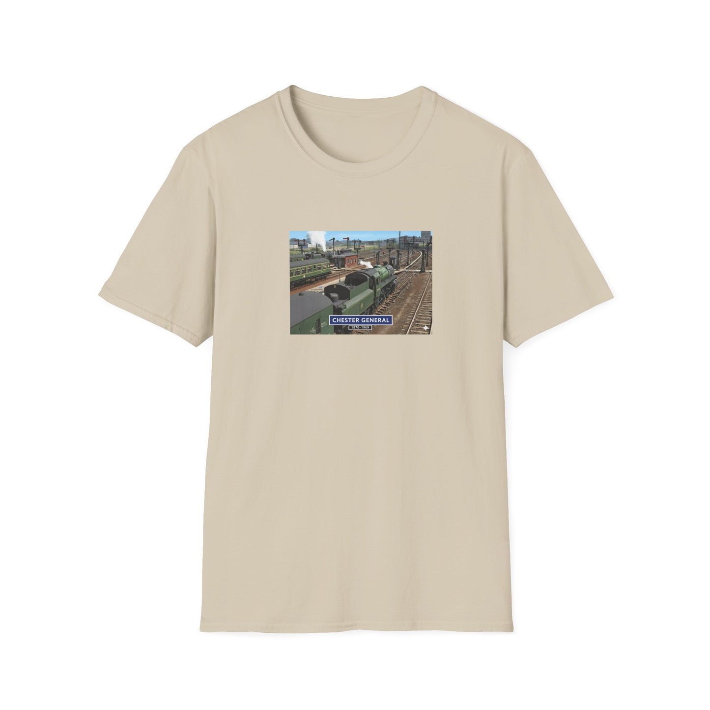 BR 1960's railway scene  Chester Central Station  Unisex Softstyle T-Shirt